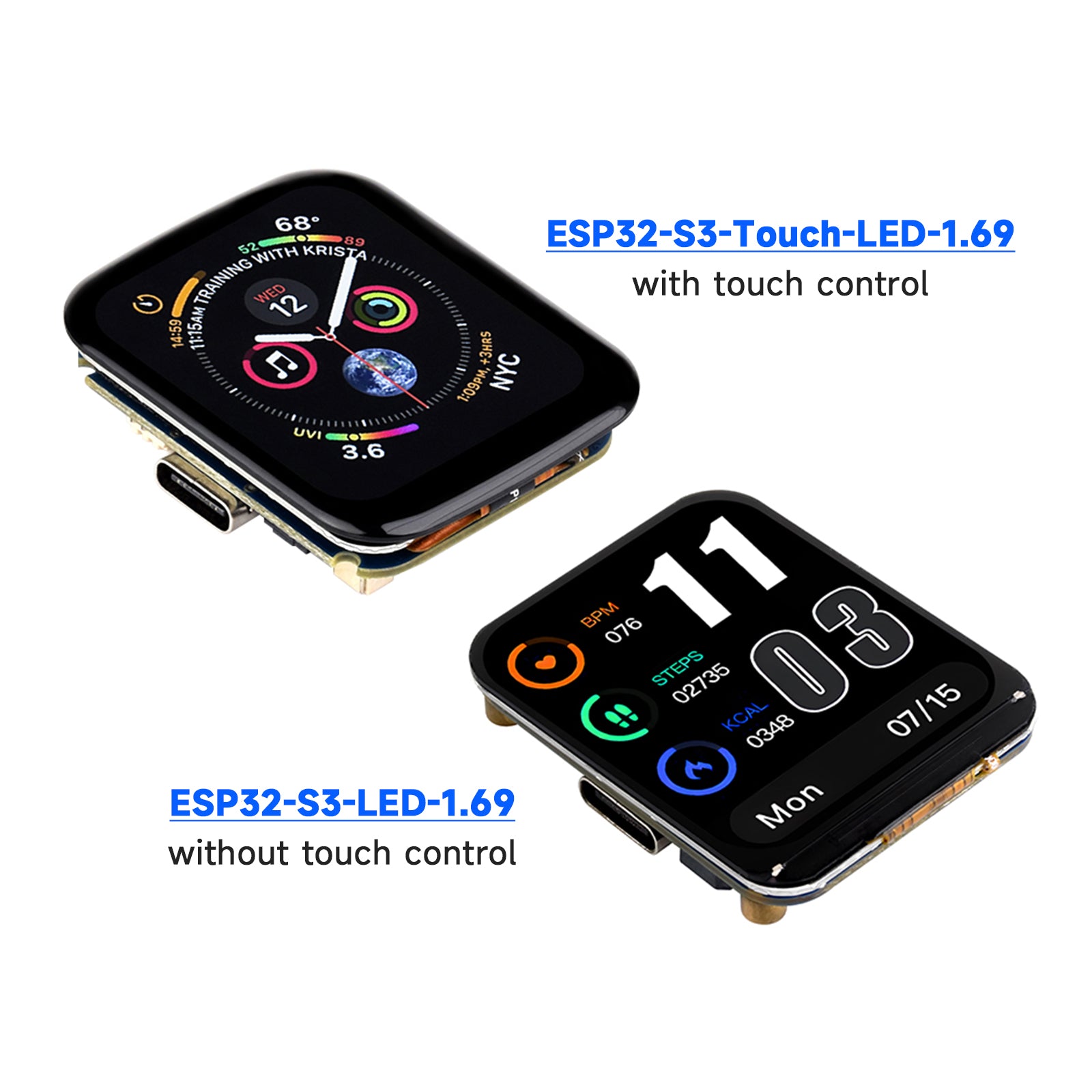 Carte de développement d'écran tactile ESP32-S3 pouces 1.69, processeur 240MHz WIFI Bluetooth