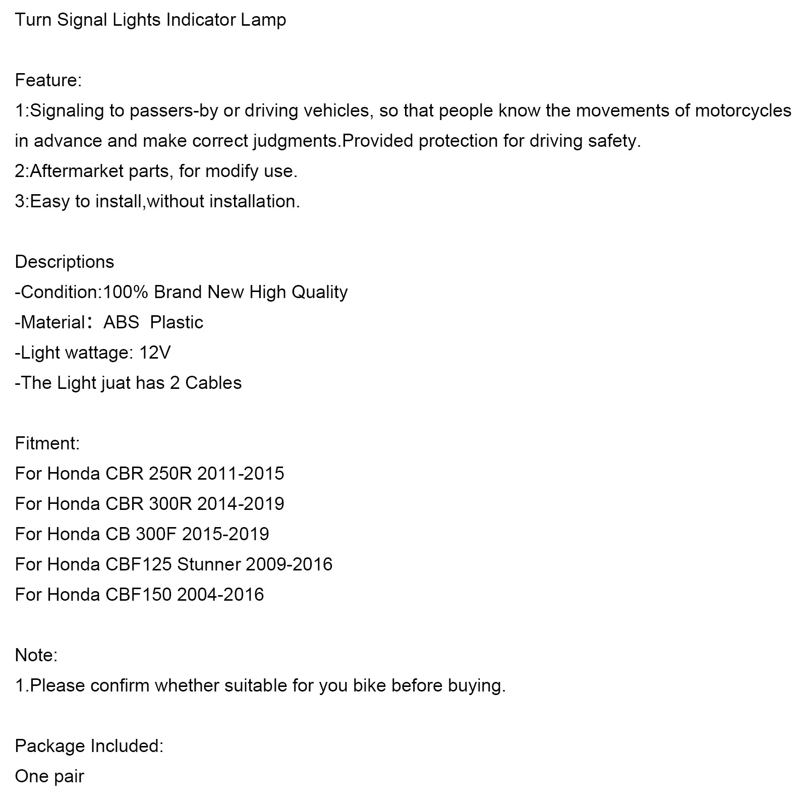 Indikátorové svetlo svetla pre honda CBR 250R 300R CBF 125 150 CB300