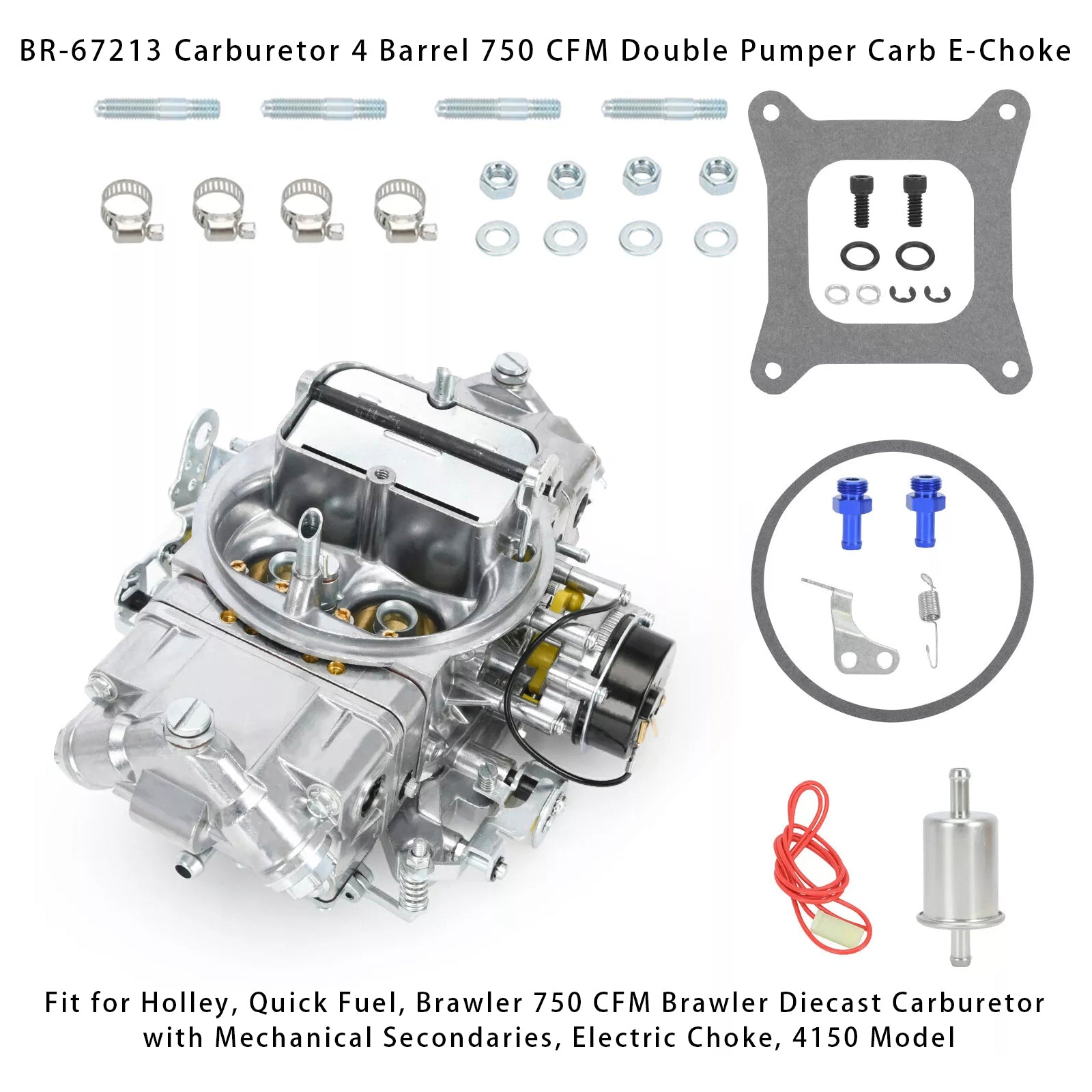 BR-67213 Carburateur 4 vat 750 CFM Dubbele pomp Carb E-Choke
