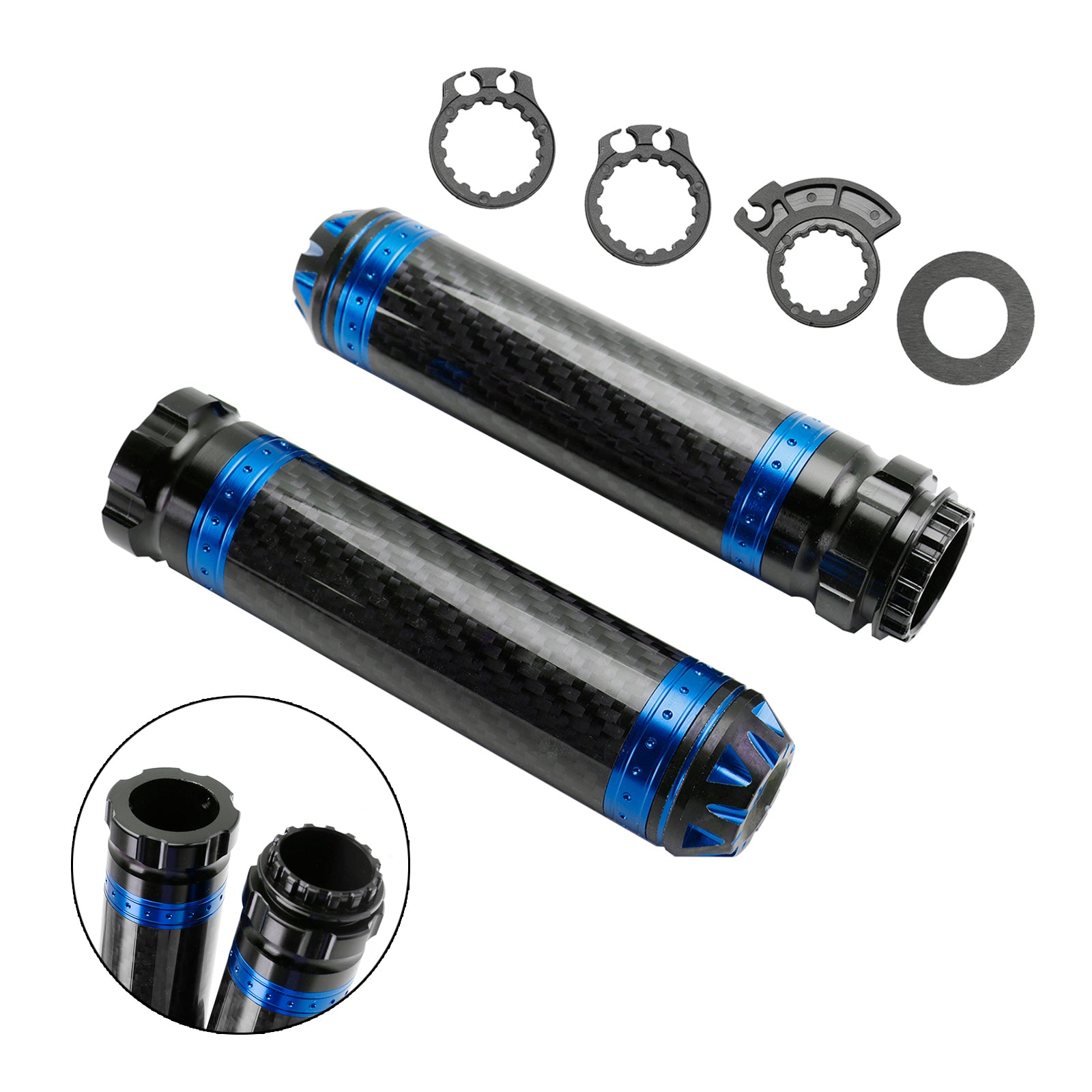 7/8"/22mm Motorfiets Stuur Handgrepen Carbon Universeel Groen Voor Motorfiets Zilver