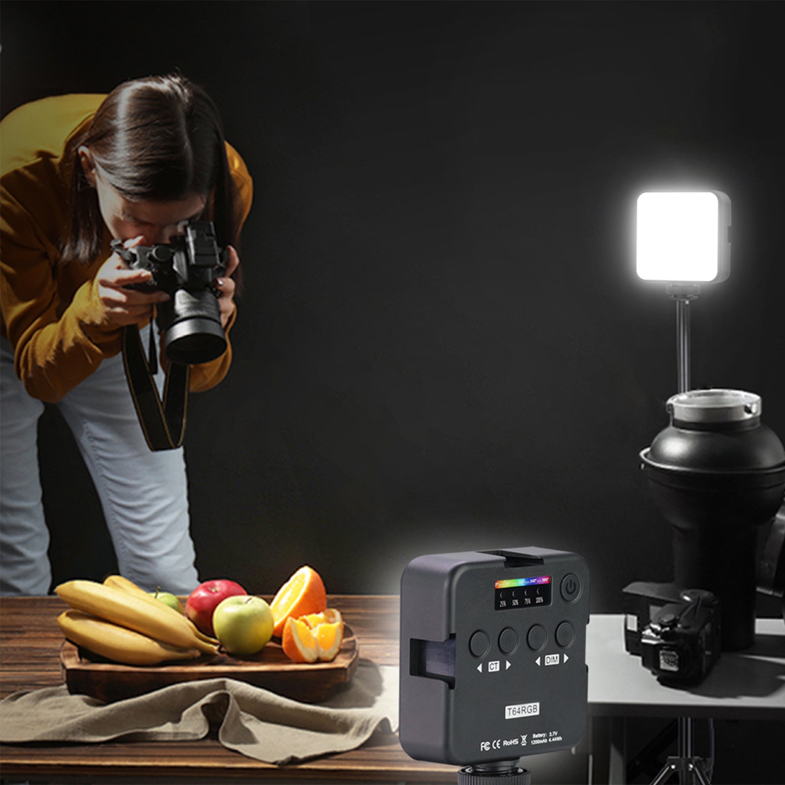 T64 RGB LED-videolicht Invullicht Videofotografie Full-Color Led-invullicht