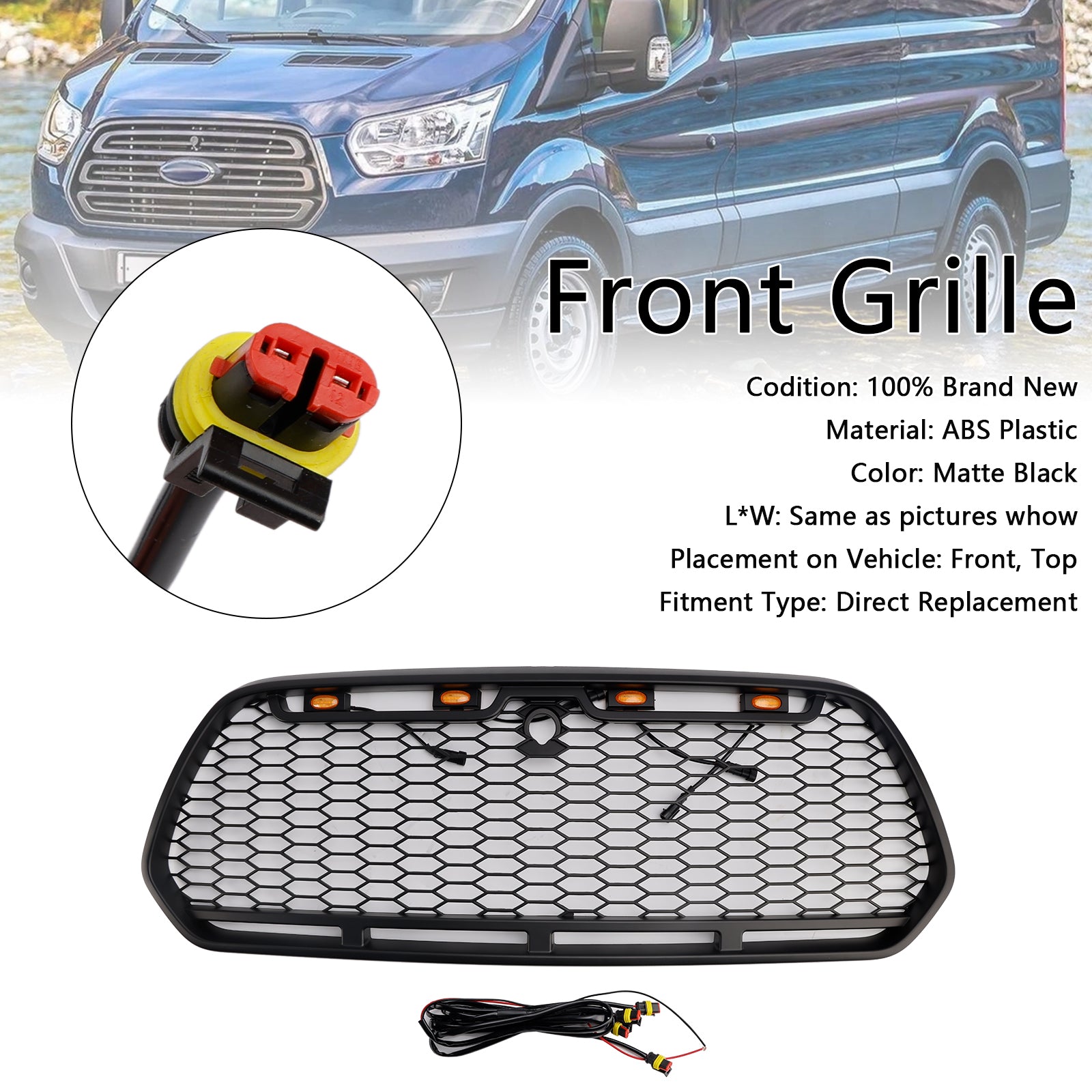 2015-2018 Ford Transit Mk8 Raptor s Matt Matt Black Front Bumper Grill Grill