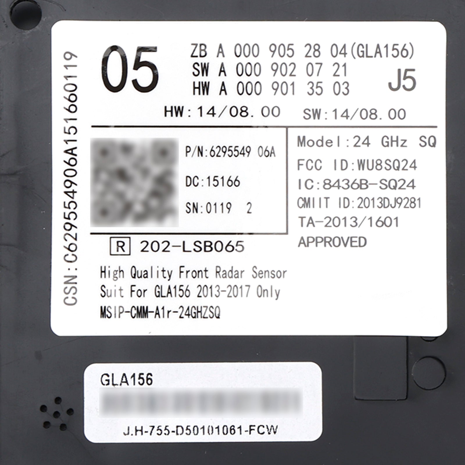 2013-2017 Mercedes C-klass GLA156 främre radarsensorstyrenhet A0009052804 A0009020721 A0009013503