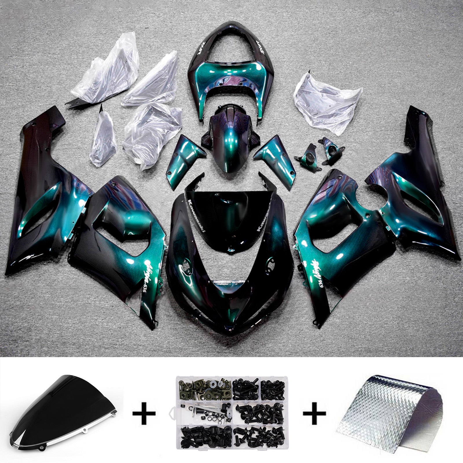 Injection Fairing Kit Bodywork Plastic ABS fit For Kawasaki ZX6R 636 2005-2006