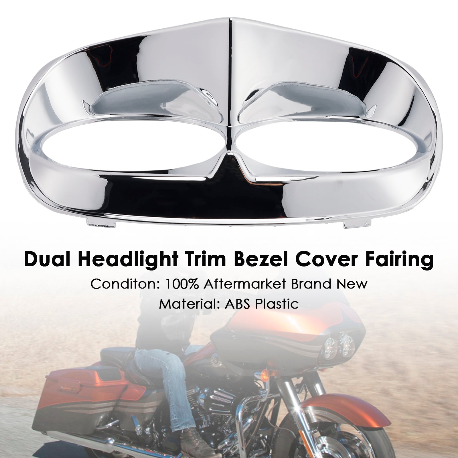 Dual Headlight Trim Bezel Cover Fairing For Road Glide 1998-2013
