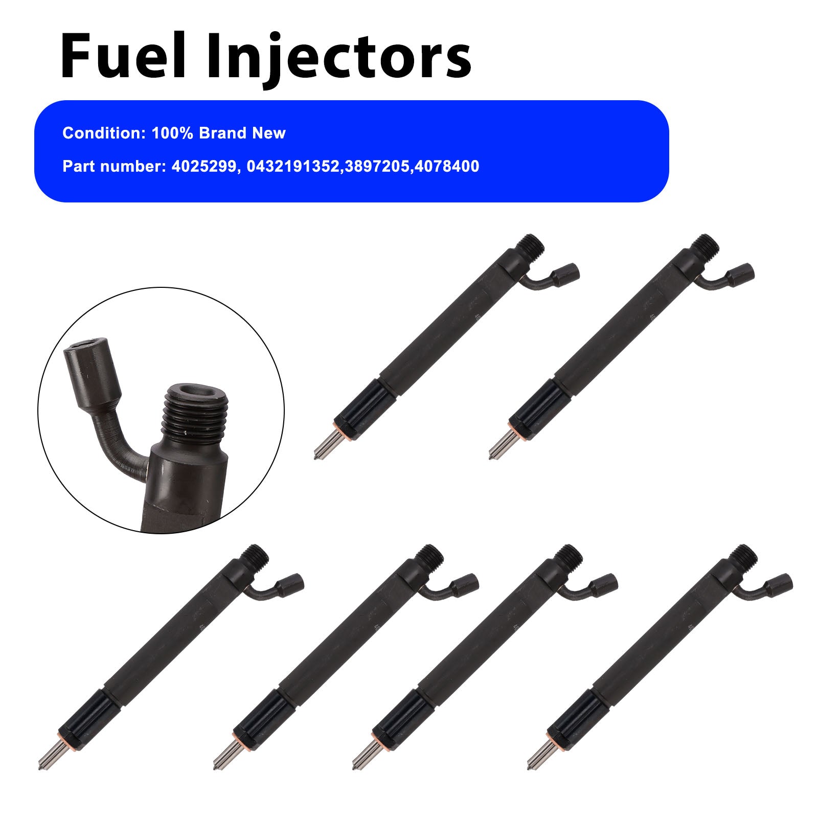 6PC 4025299 Fuel Injectors 0432191352 4078400 For Cummins Marine 6CTA