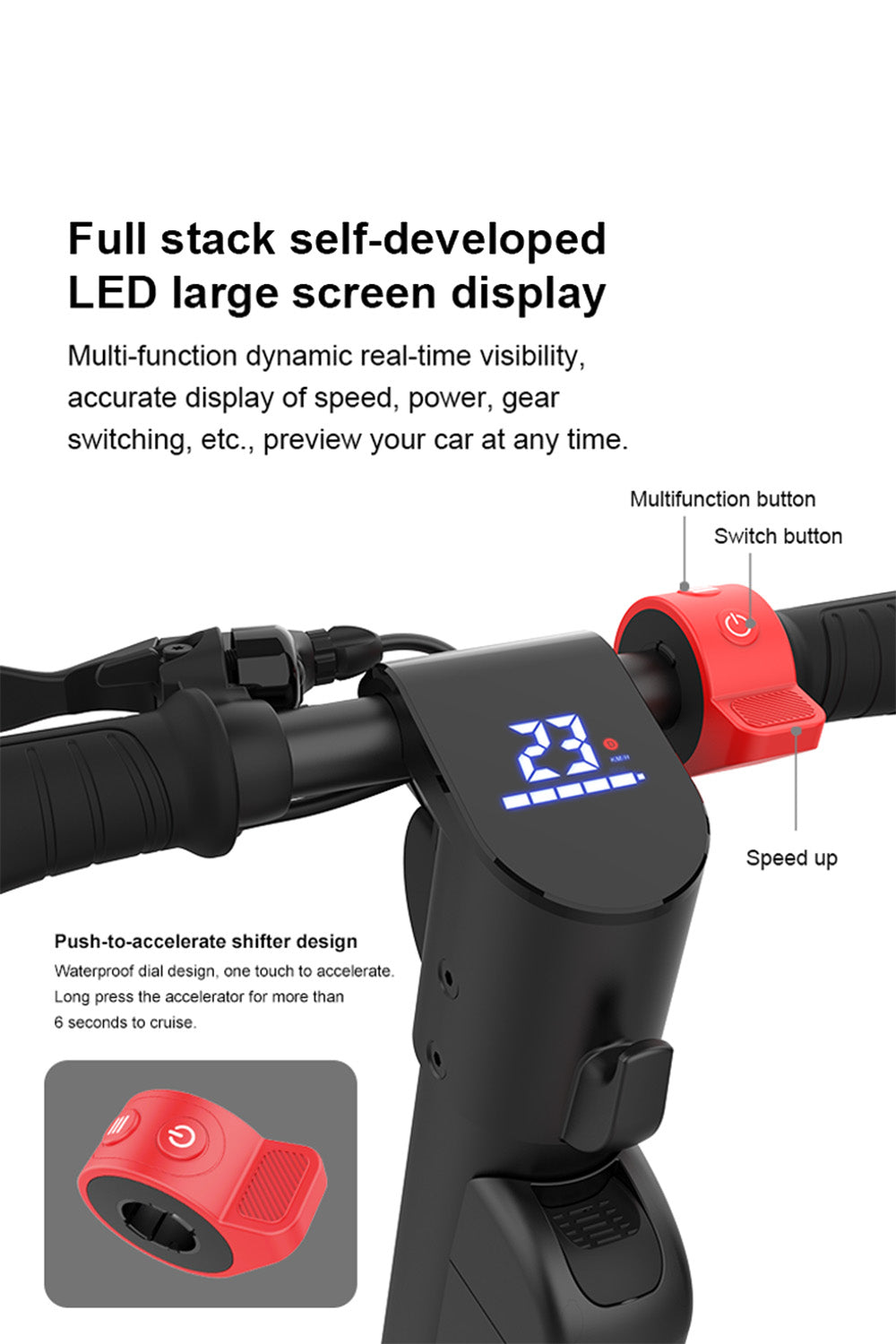 Schokabsorberende achterwielaandrijving van aluminiumlegering voor volwassenen 10" opvouwbare elektrische scooter