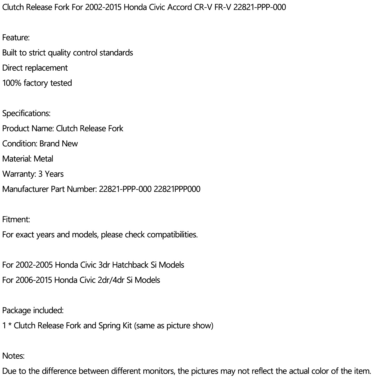 Clutch Release Fork Arm för Honda Civic Accord SI 2002-2015 22821-PPP-000