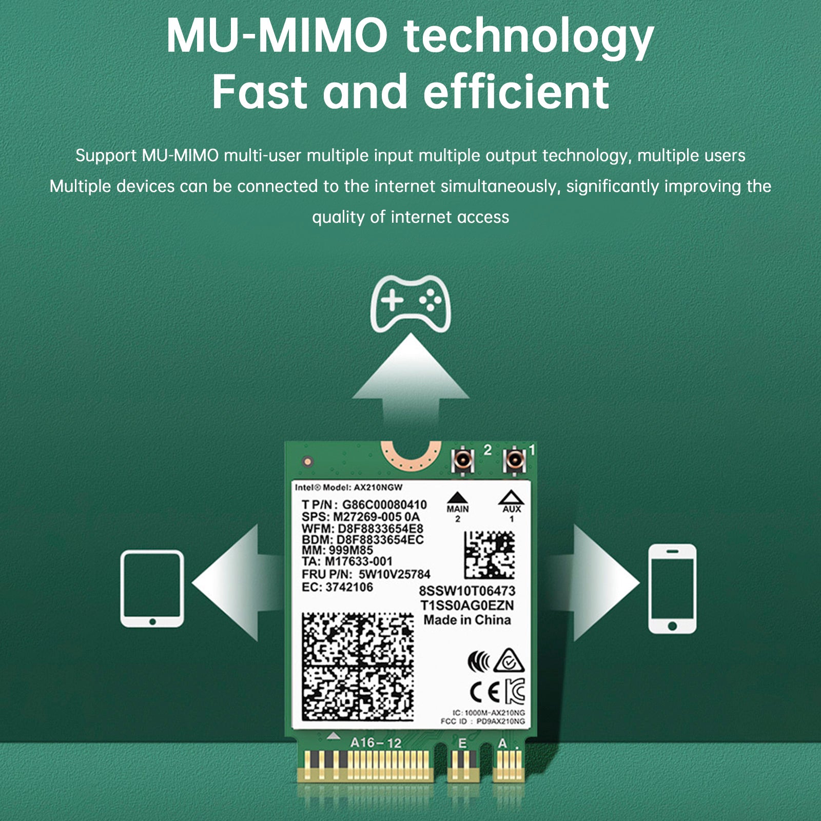 AX210-modul Bluetooth 5374Mbps høyhastighets gigabit nettverkskort støtter wifi6