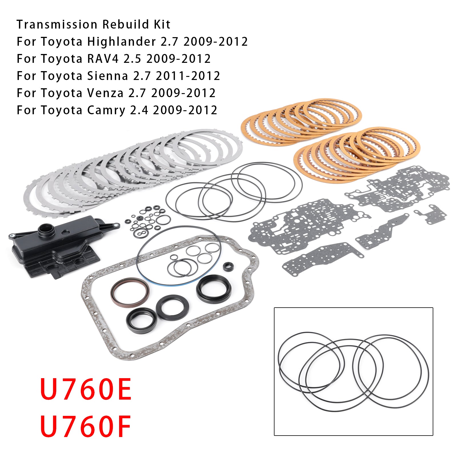2009-2012 Toyota Venza 2.7 Transmission Master Rebuild Kit W/ Filter U760E U760F