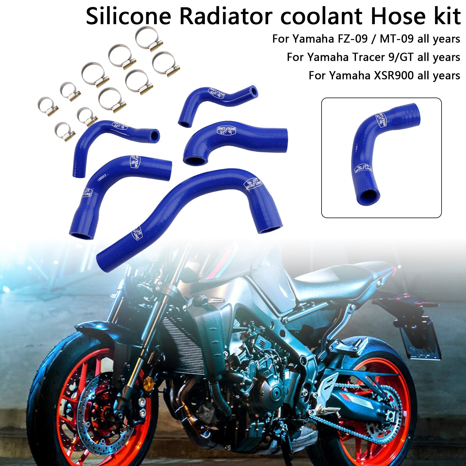 Yamaha MT-09 XSR900 TRACER 9/GT Todos os anos Silicone Radiator Coolant Mangueira