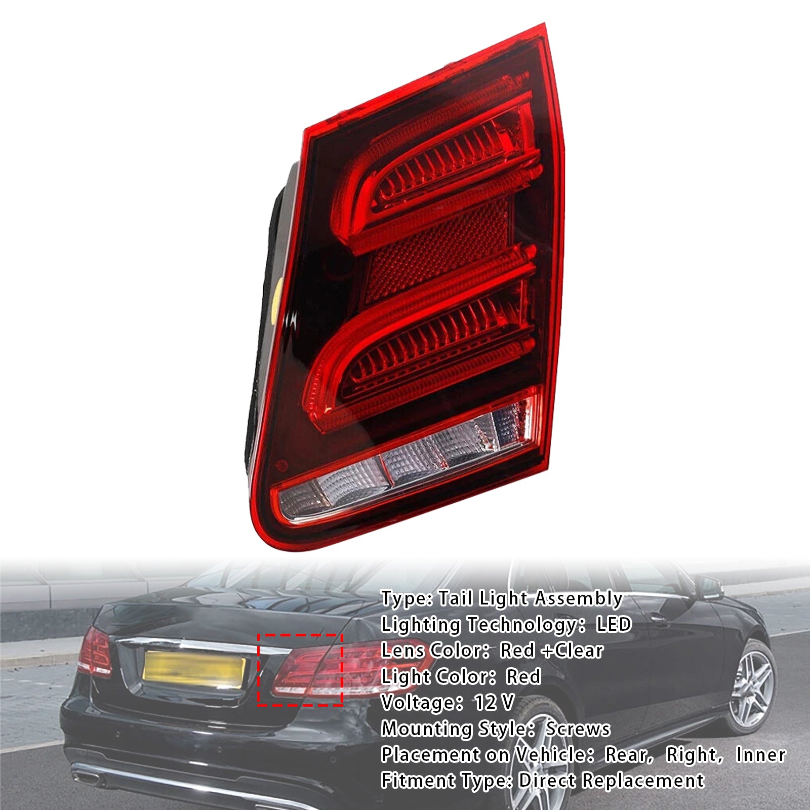 2013-2015 Mercedes-Benz E-CLASS W212 SEDAN FACELIFT Right LED Inner Rear Tail Light Brake Lamp 2129060403 2129062857