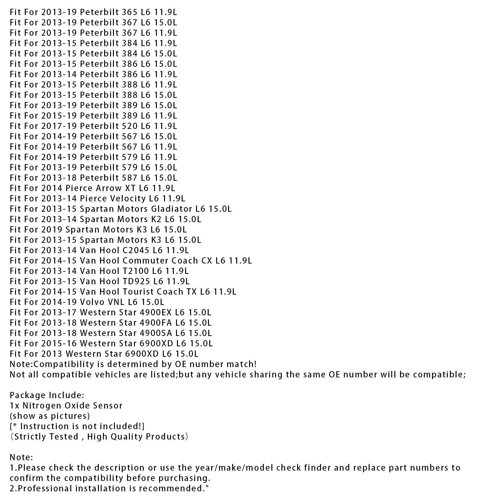 Downstream Nox Sensor For Cummins ISX DIESEL 13-18 5WK96741B 4326874 2872946