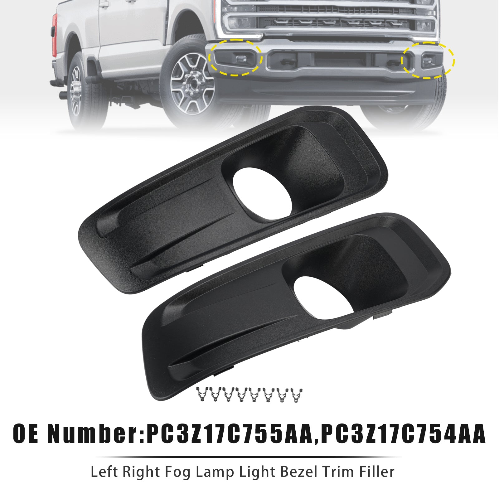 Left Right Fog Lamp Light Bezel Trim Filler For Ford F250/350/450/550 2023-2025