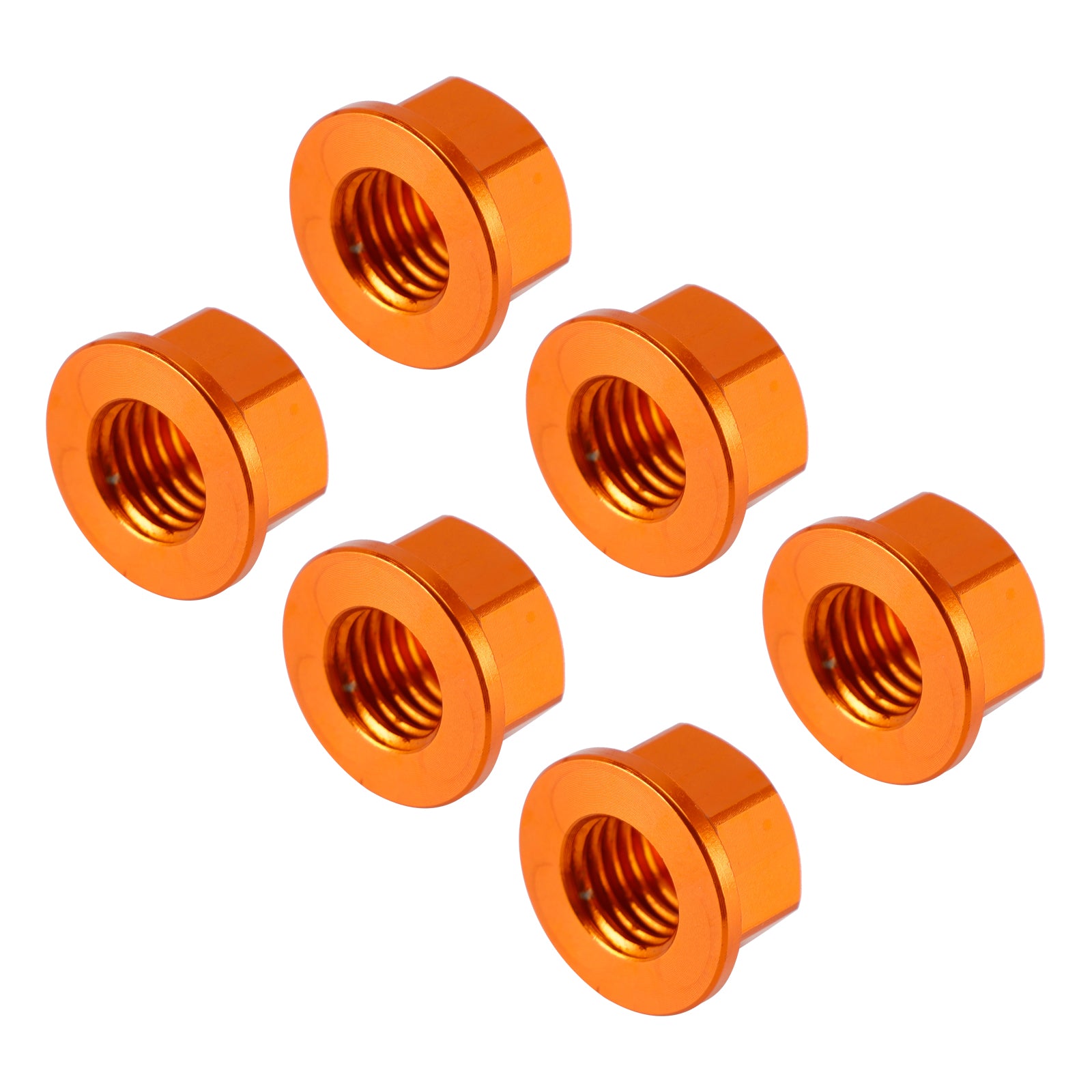 6 Pack Aluminum Rear Sprocket Flange Nuts M10X1.5mm Orange For Motorcycle Bike
