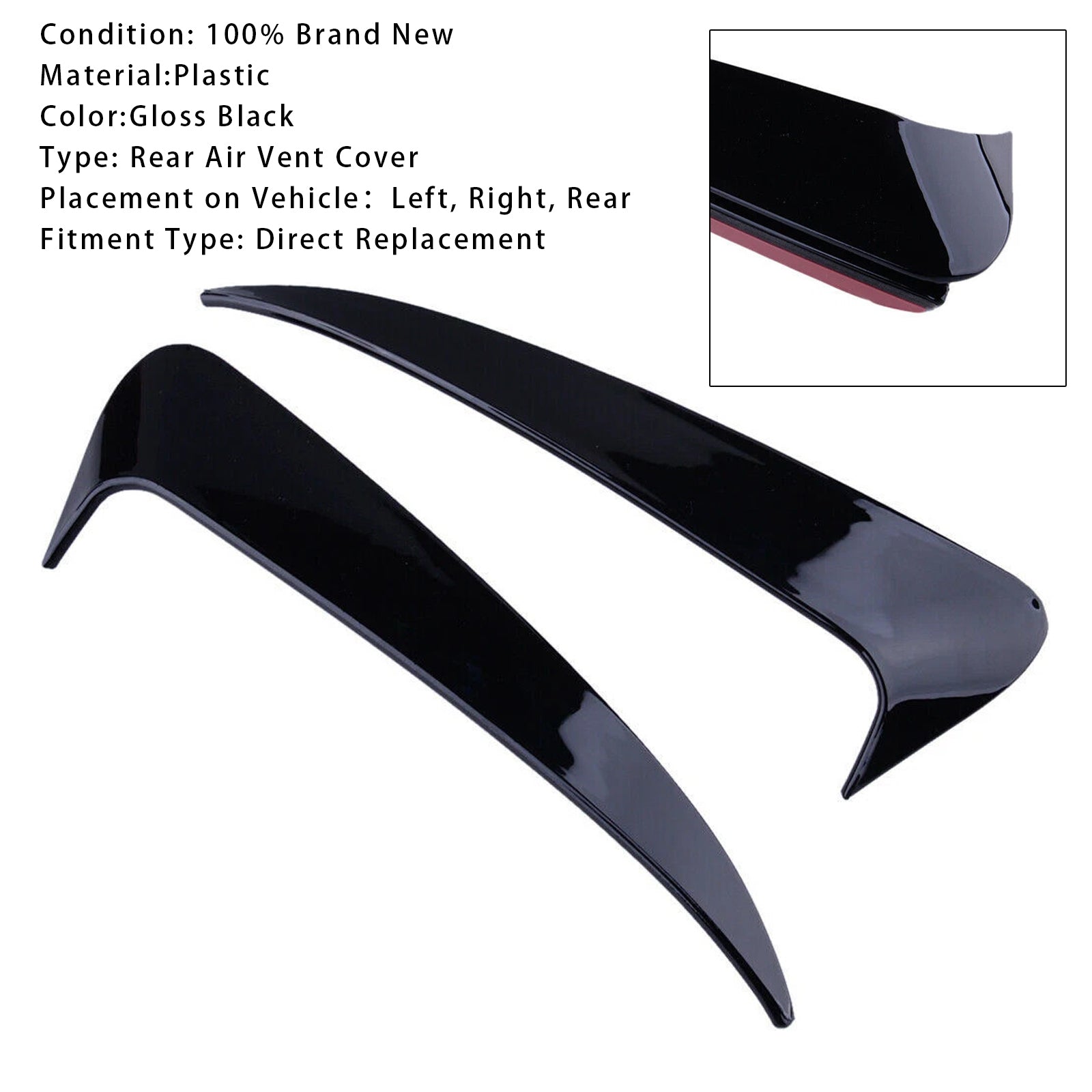 Cache de ventilation arrière noir brillant pour Benz Classe C W205 C43 C63 2014-2019