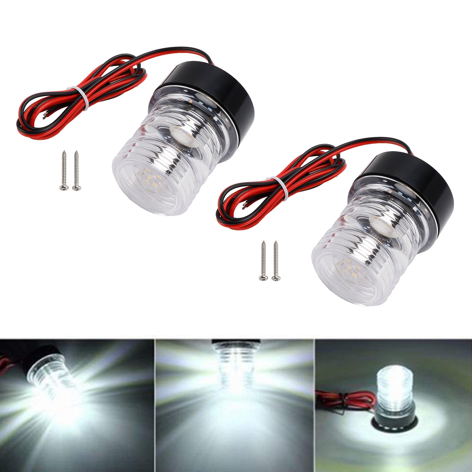10-24V DC 2.7W IP66 Navigation Signal Light Anchor Vessel Round Lamp Boat Yacht