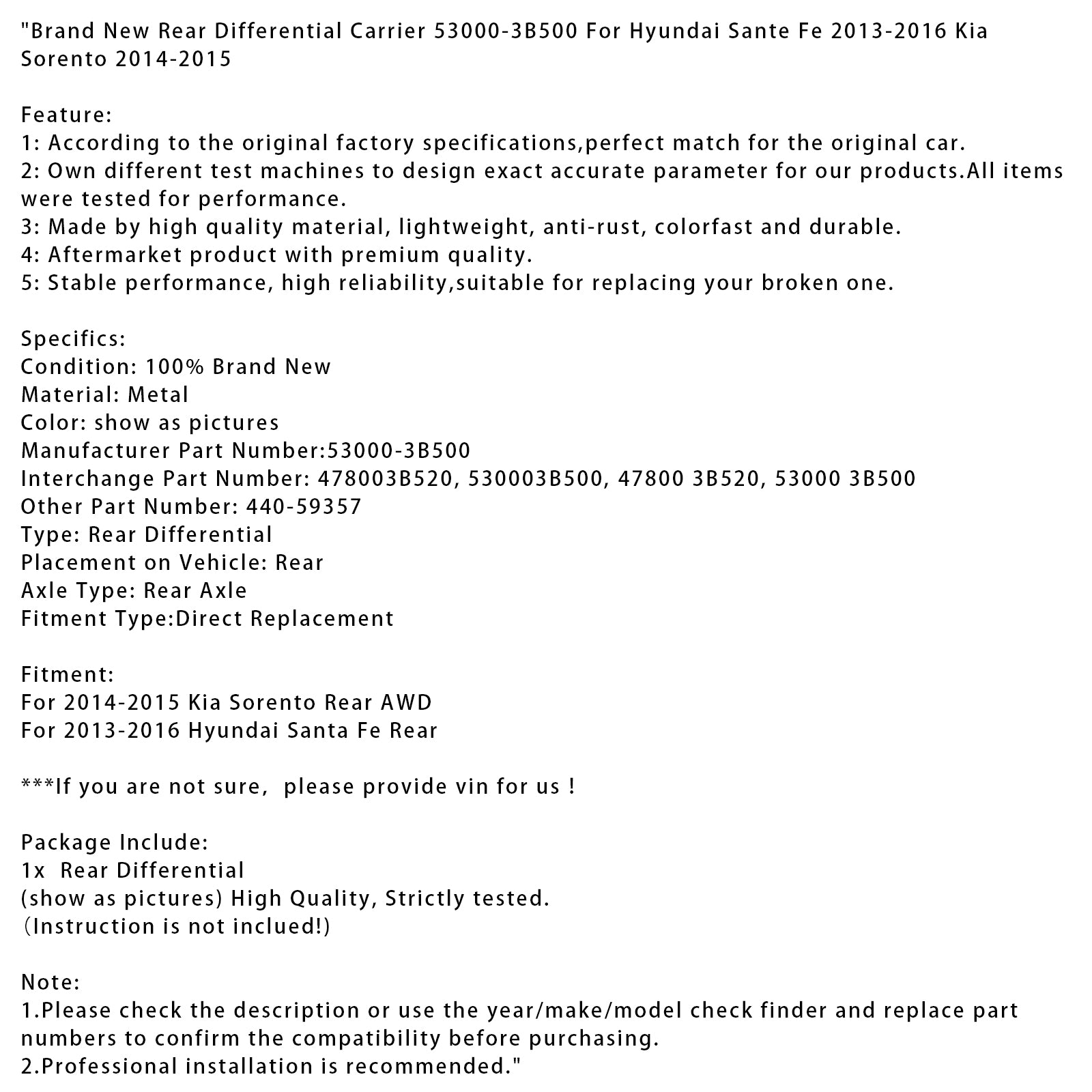 2013-2016 Hyundai Santa Fe achter gloednieuwe achterdifferentieeldrager 53000-3B500