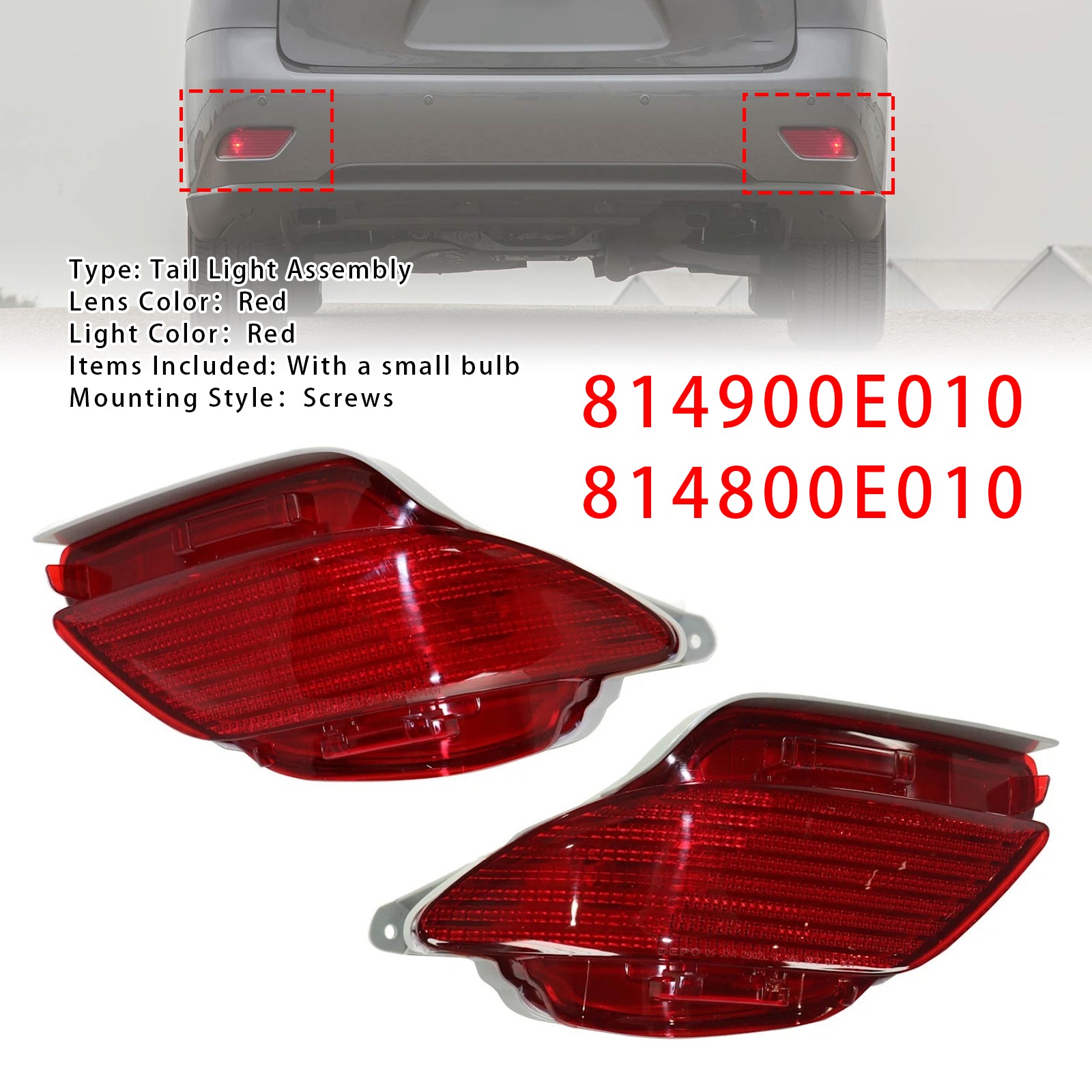 Left+Right Rear Bumper Reflector For Lexus RX350 RX450h 2010-2015 USA