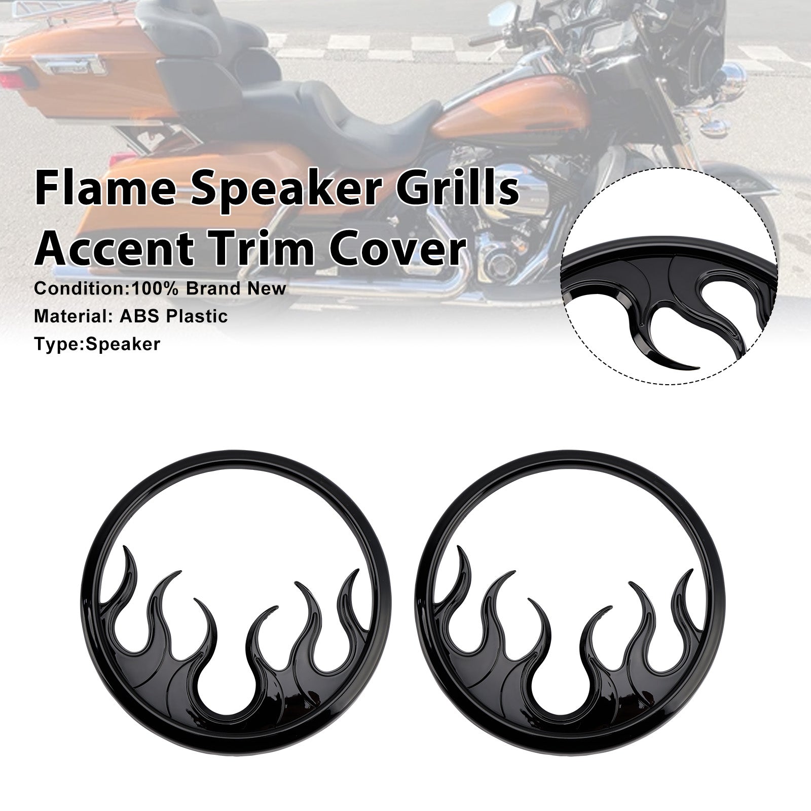 Flame Speaker Grills Accent Trim Cover For Touring Electra Glide Ultra Classic