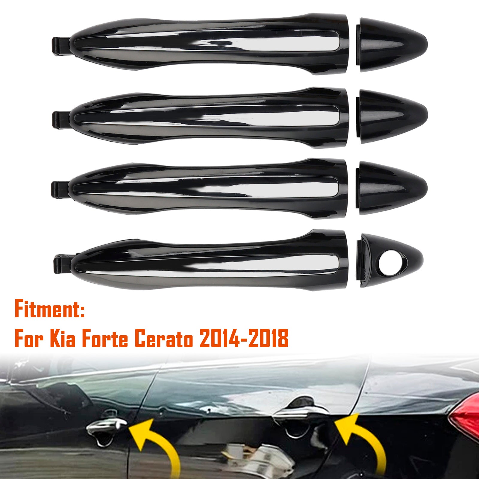 4Pcs Exterior Door Handle Set For Kia Forte 2014-2018