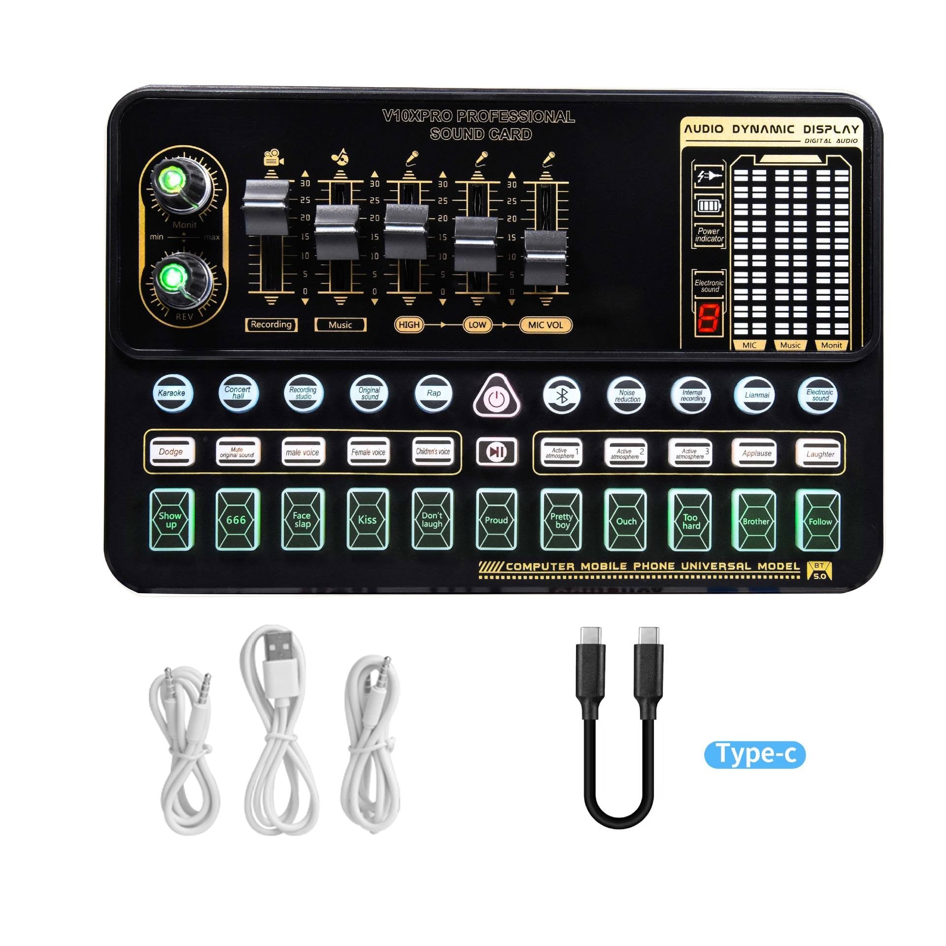 V10 Sound Card Live Sound Card Mobiltelefon Karaoke Computer Live Broadcast Tik Tok Equipment
