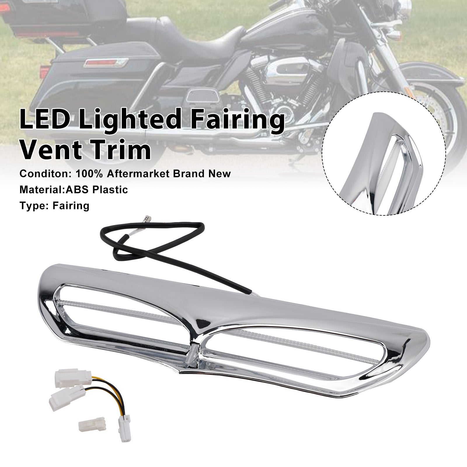 LED Lighted Fairing Vent Trim For Electra Street Glide FLHTCU 2014-2022