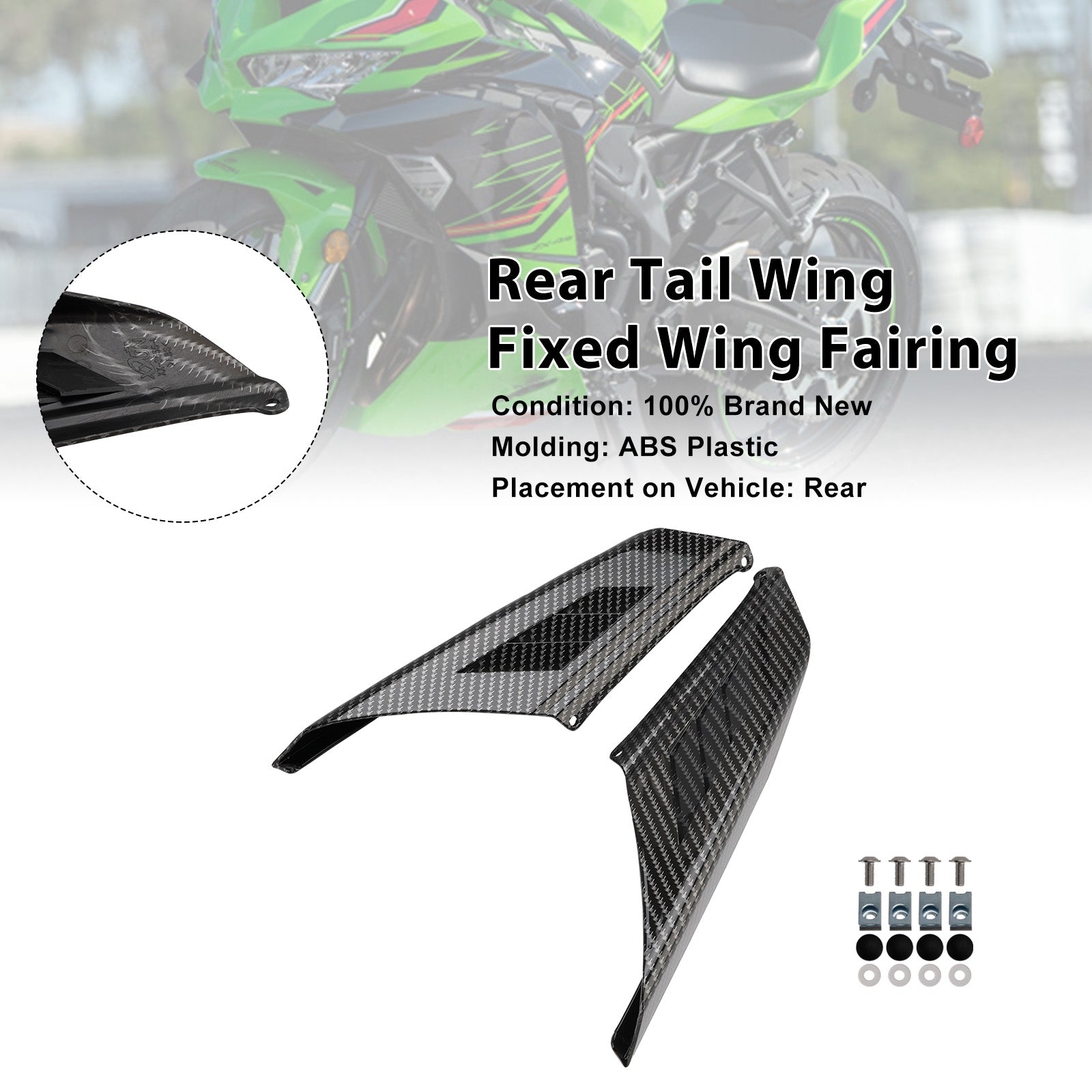 2023-2025 Kawasaki NINJA ZX-4R ZX-4RR Carénage d'aile arrière à aile fixe