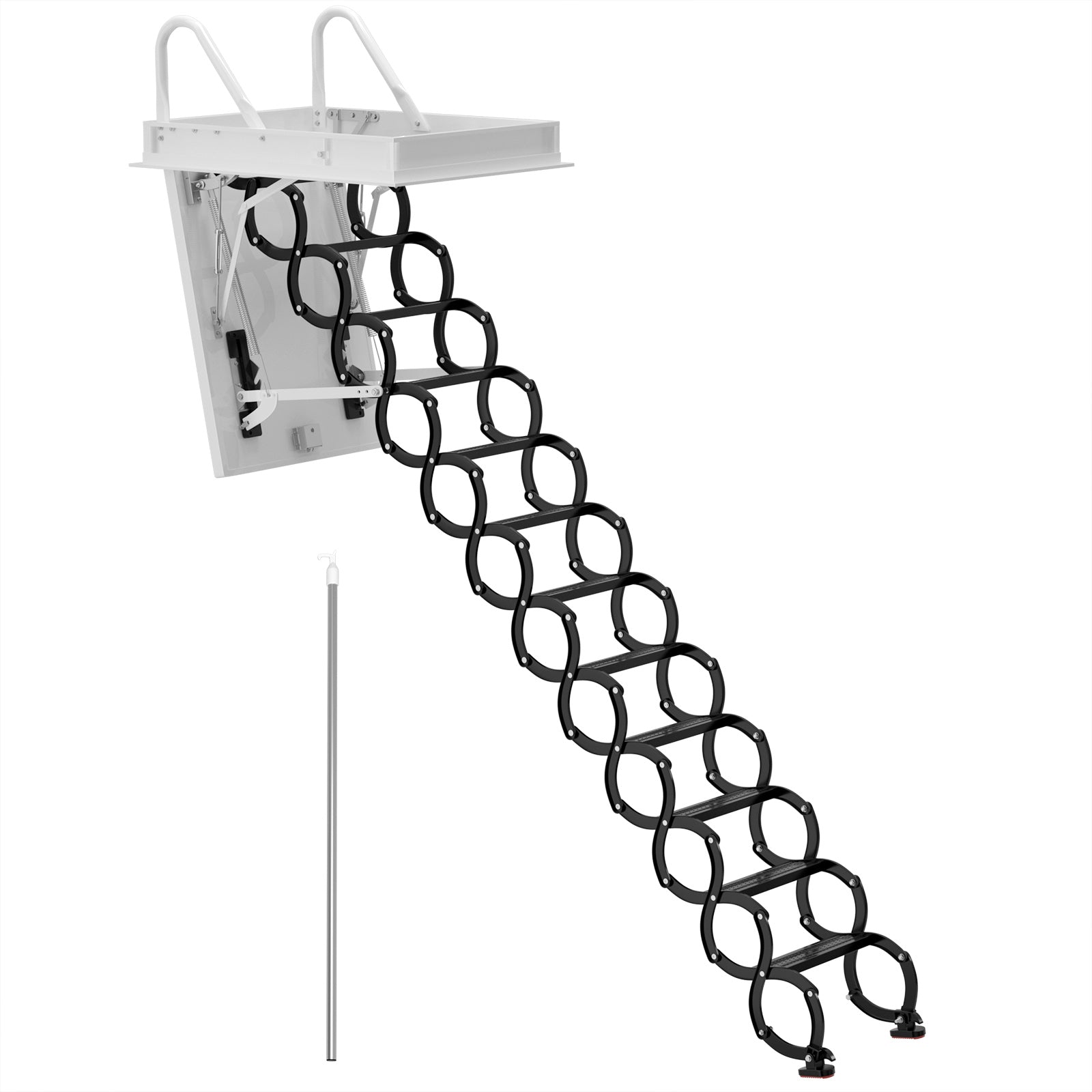 12 Steps Black Loft Wall Folding Pulldown Attic Ceiling Ladder Stairs 39.4*27.6"