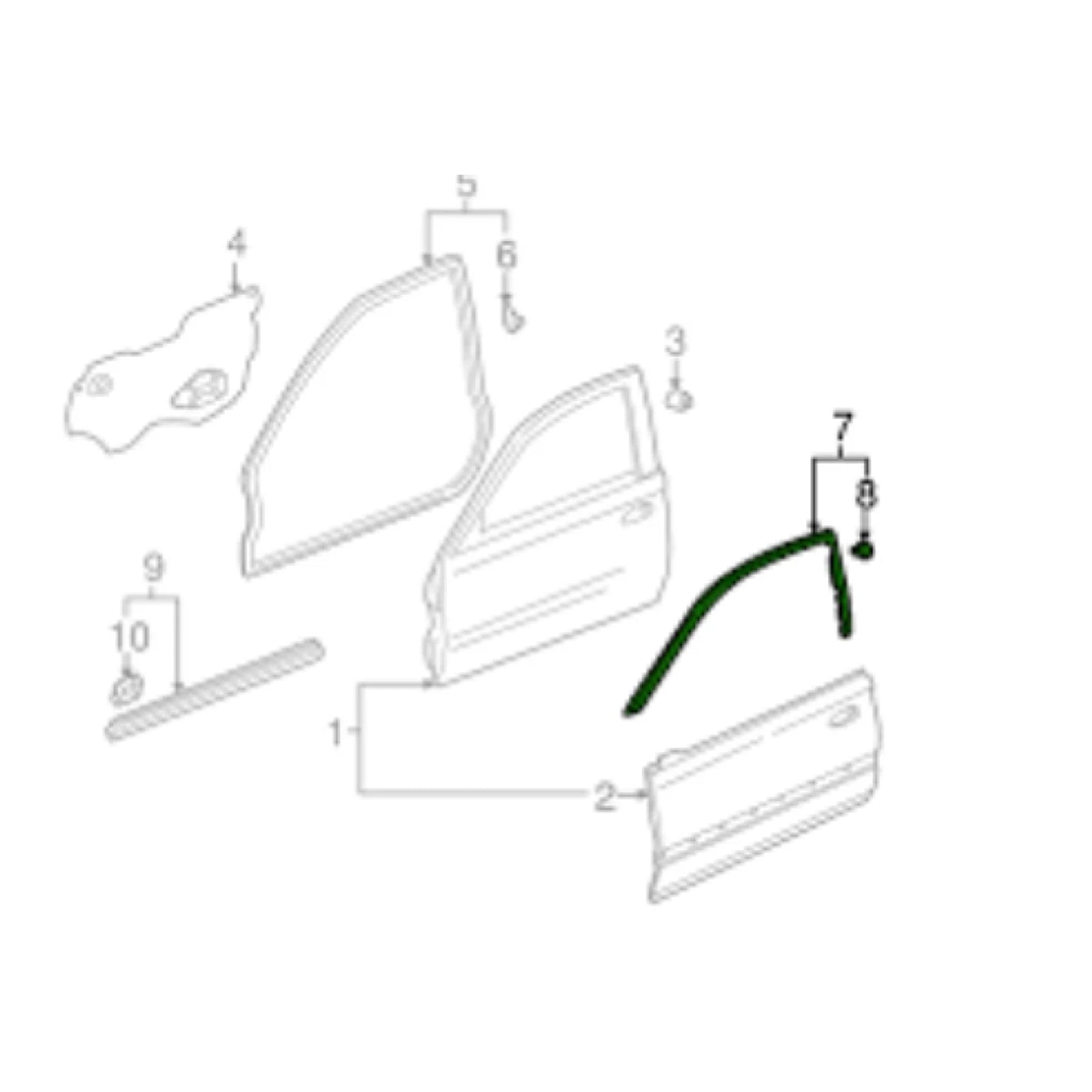 Left+Right Door Sub Seal Set Rubber For Honda 3D CIVIC 1996-2000 EK9 EK2-3 EK4