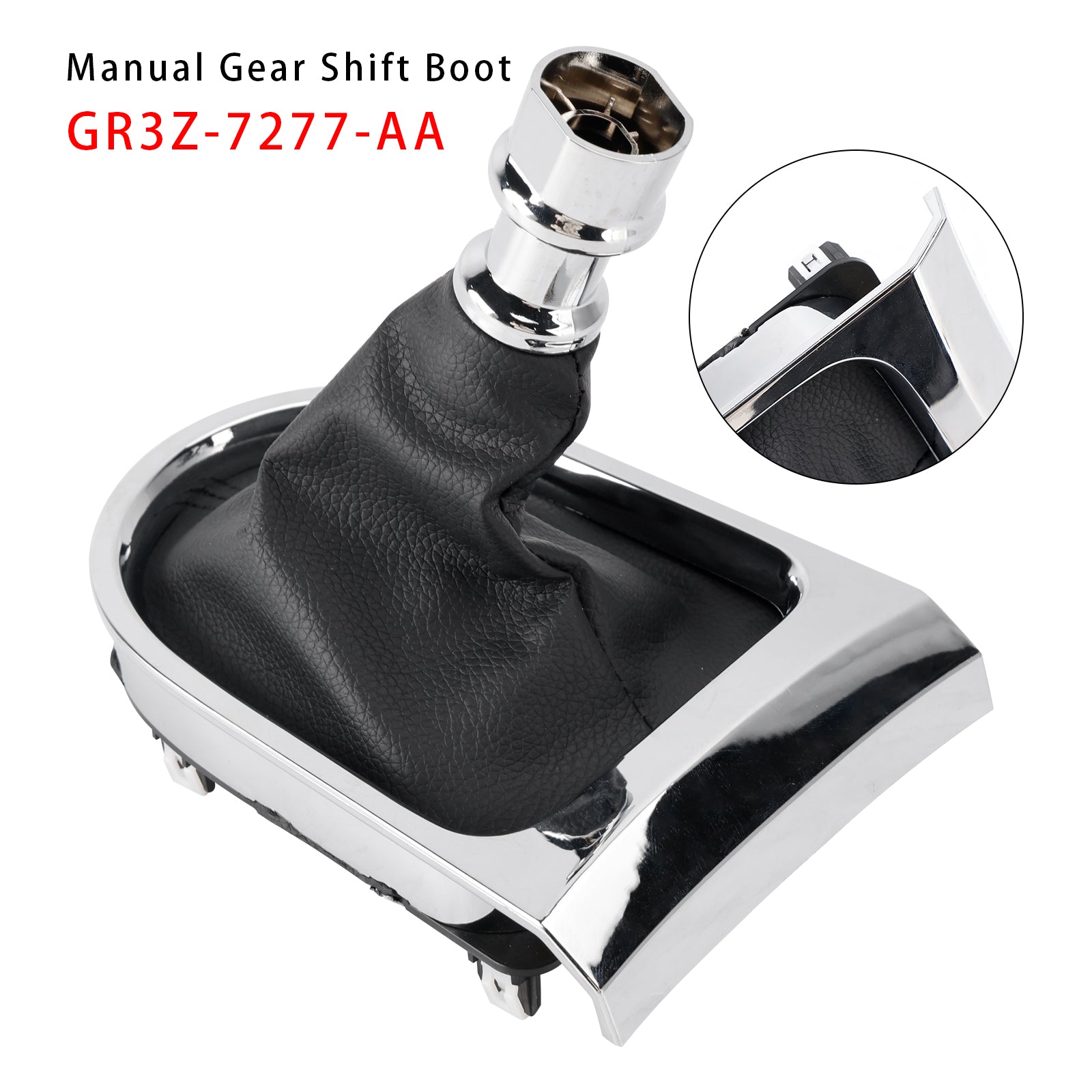 2015-2017 Ford Mustang Manual Gear Shift Boot Chrome Sync Trim GR3Z-7277-AA