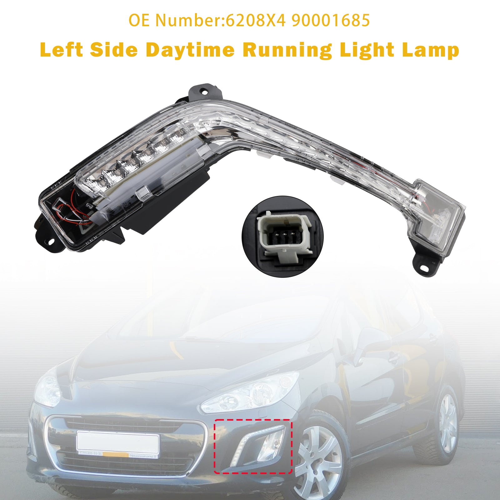 Left Side Daytime Running Light Lamp For Peugeot 308 Hatchback 2011-2014