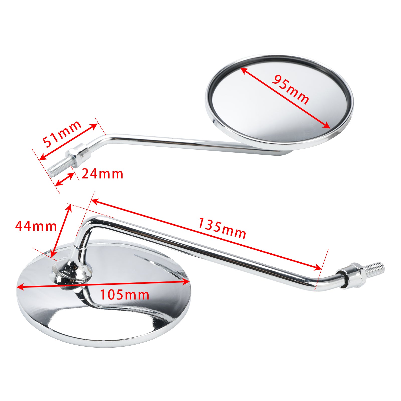 Speil venstre & Høyre for Honda CL70 CL90 S90 CL100 CB100 CB125S 1965-1990 NY