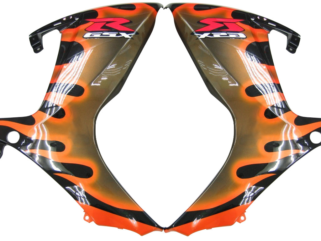 2006-2007 Suzuki GSXR 600 750 Svart & Orange Gold Flame Racing-kåpor Generiska