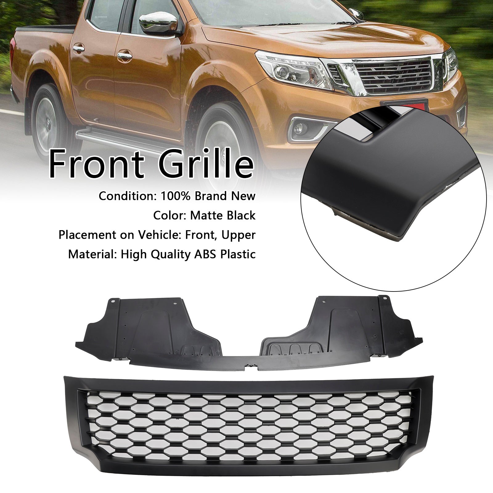 2015-2020 Nissan Navara NP300 D23 Matt Black Front Challed Grill Grille