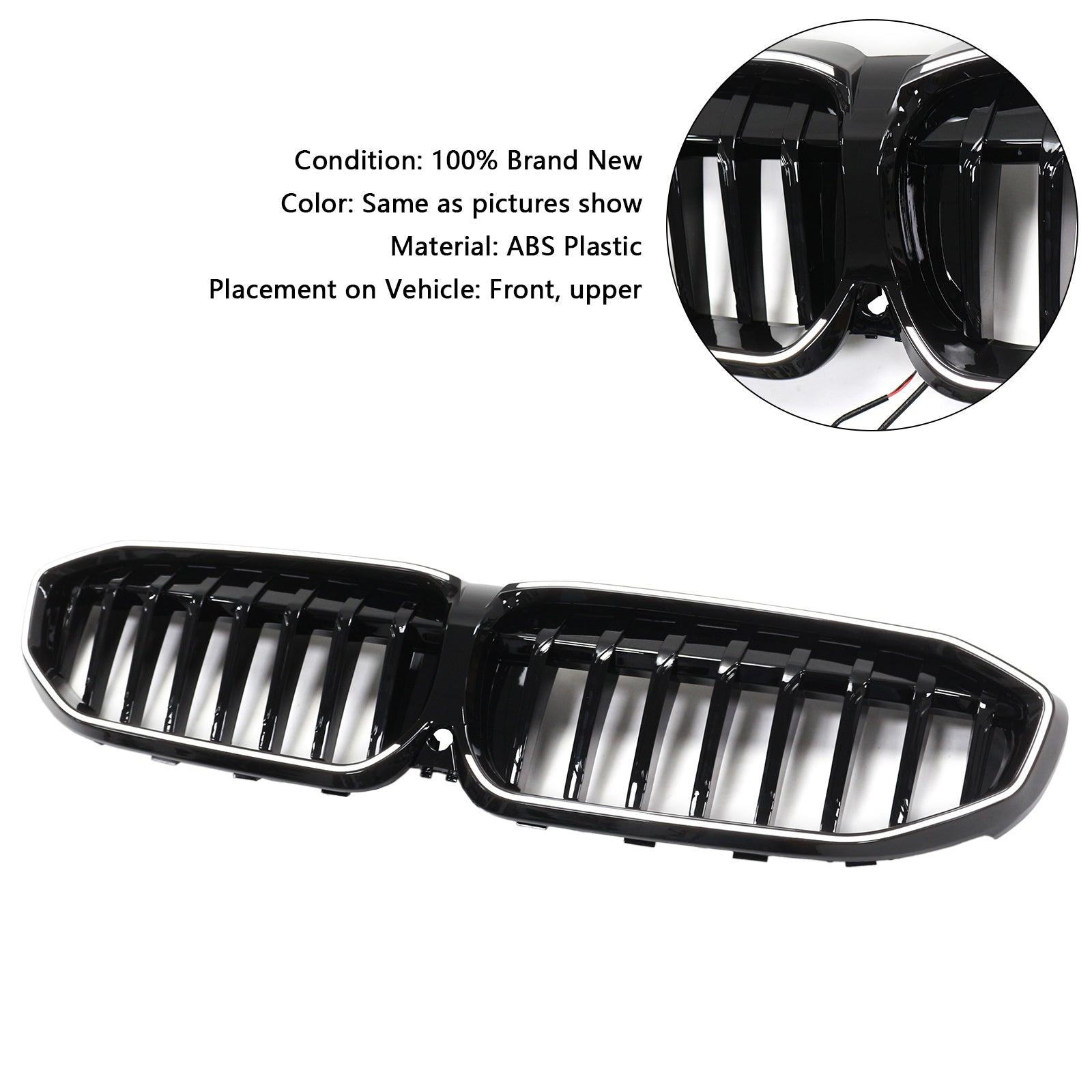 2019-2022 BMW Série 3 G20 Glossy Black Kidney Grille Grill 51138072085