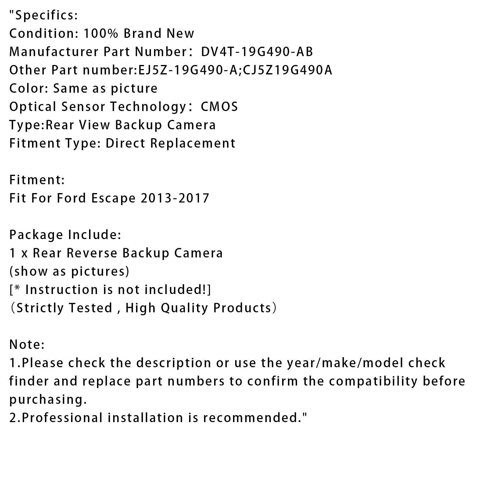 2013-2017 Ford Kuga Achteruitrijcamera Park Assist DV4T-19G490-AB