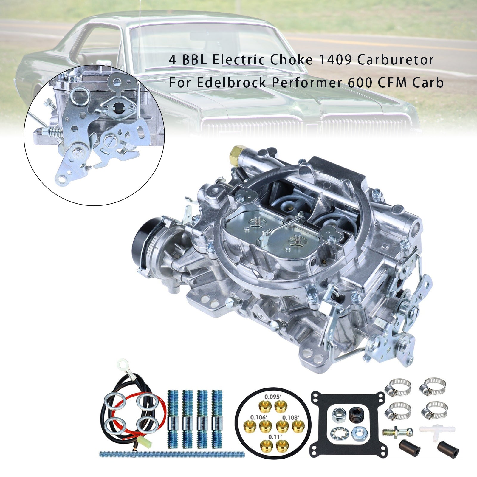 Chook elétrico de 4 bbl 1409 Carburador para Edelbrock Performer 600 CFM CARB