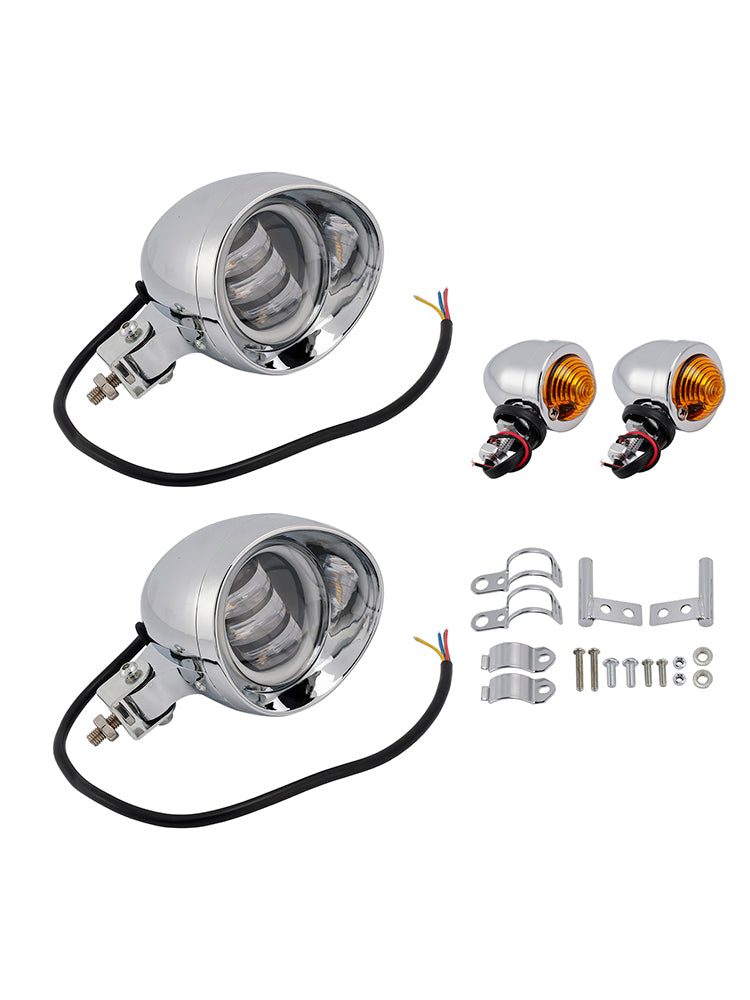 #D18 Hodelys Lamp Spotlight Universal Coler Switch Passer Chrome for Motorcycle