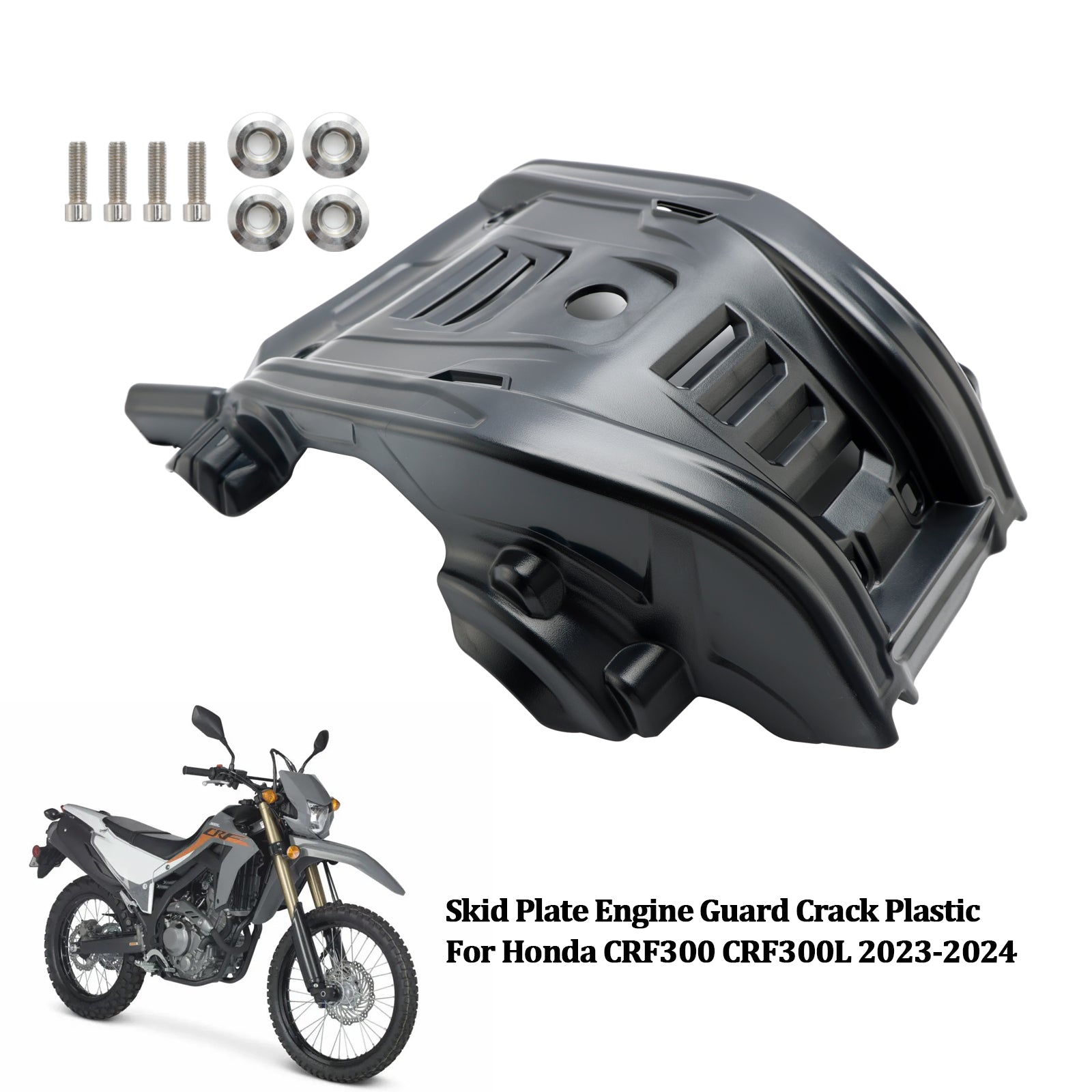 2023-2024 Honda CRF300 CRF300L SKIDPLATT Motorvakt Crack Plastic Plastic