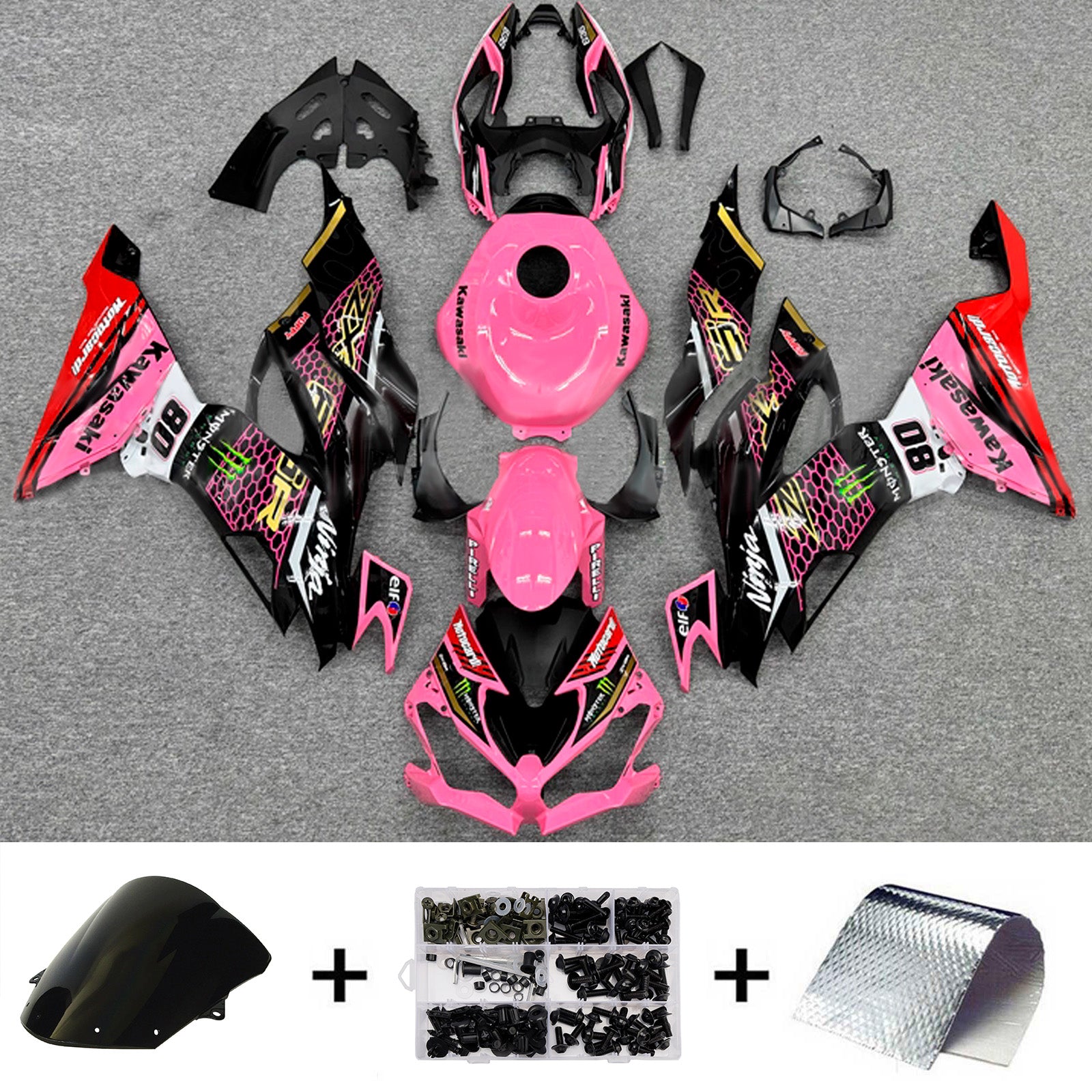 Injection Fairing Kit Bodywork Plastic ABS fit For Kawasaki ZX6R 2019-2023