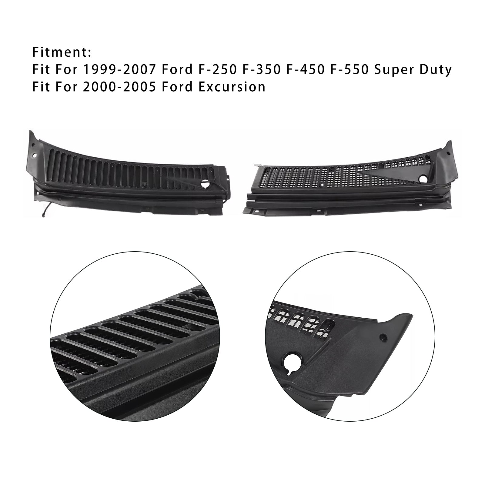 Windshield Wiper Cowl Vent Grille 3C3Z25022A68 para Ford F250 F350 1999-2007