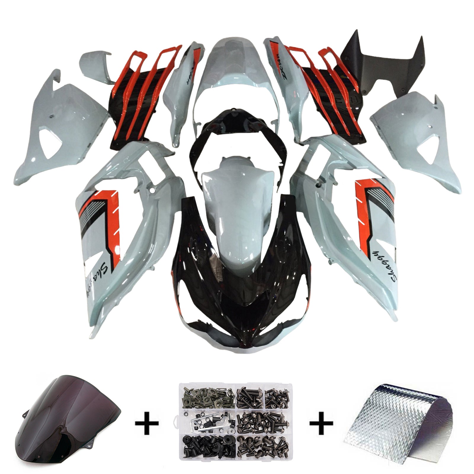 Injeksjon Fairing Kit Bodywork Plast Abs Fit for Kawasaki ZX6R 636 2013-2018