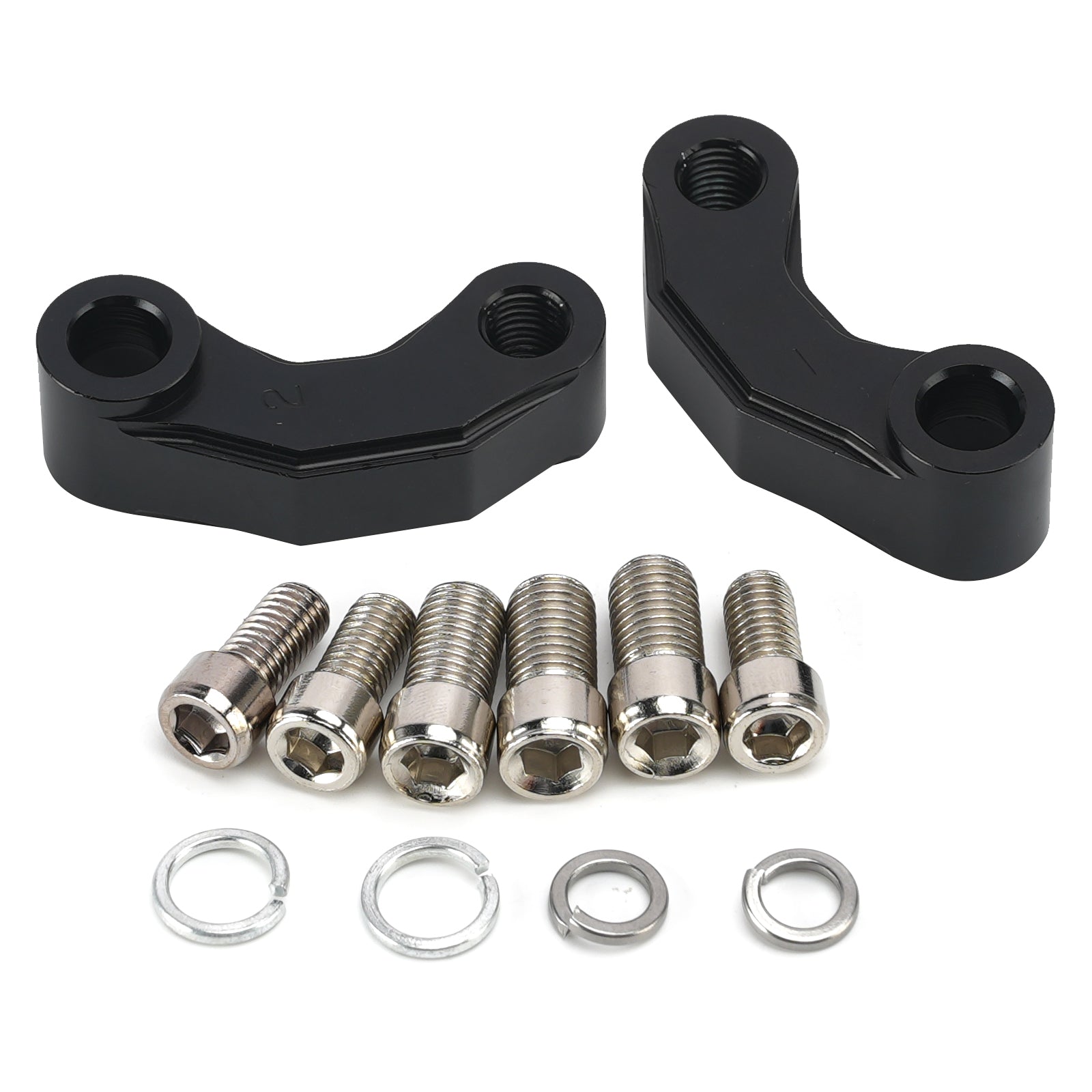 Pair Black Aluminum Mirror Extenders Risers Extension 10mm Universal Fit
