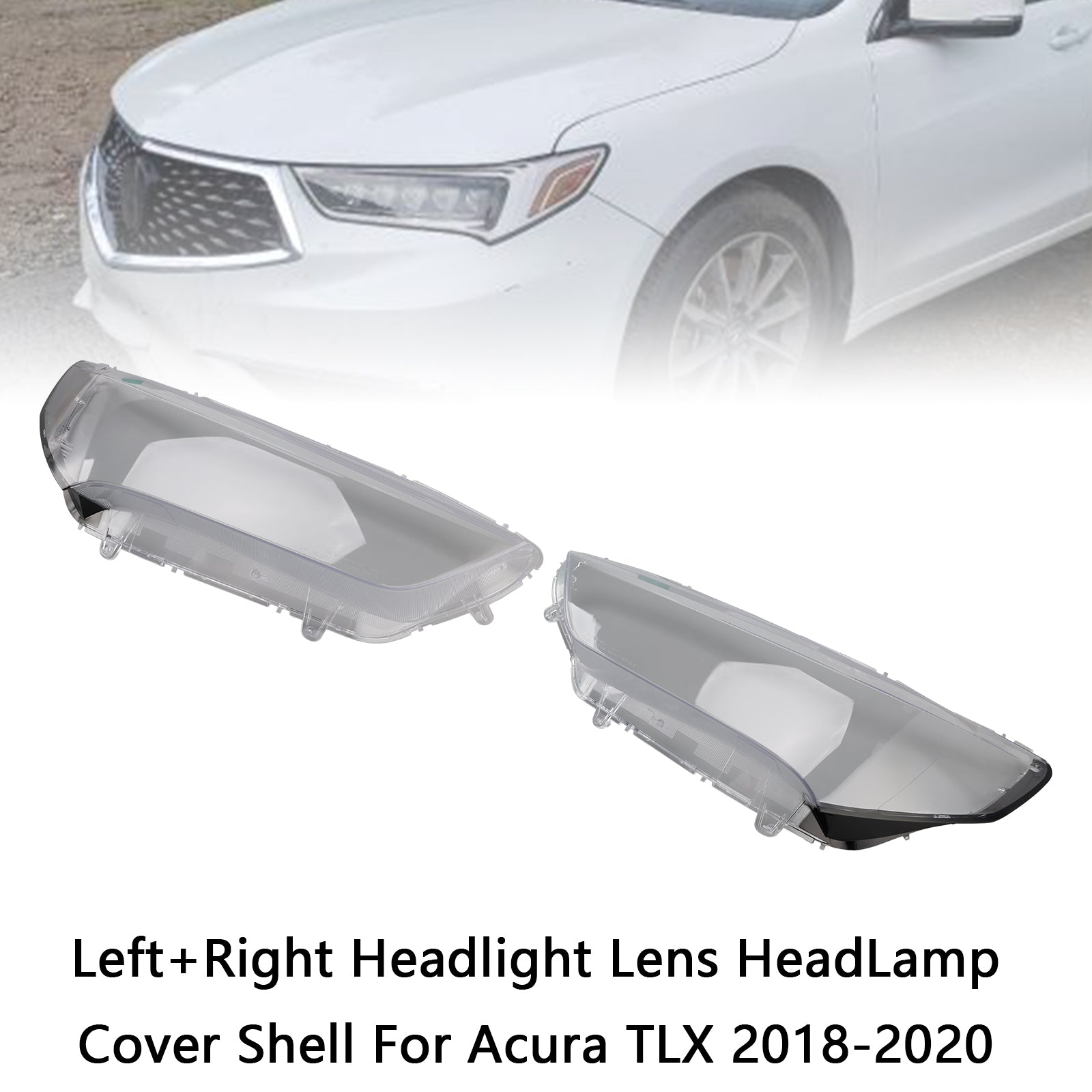 2018-2020 Acura TLX Left+Right Headlight Lens HeadLamp Cover Shell