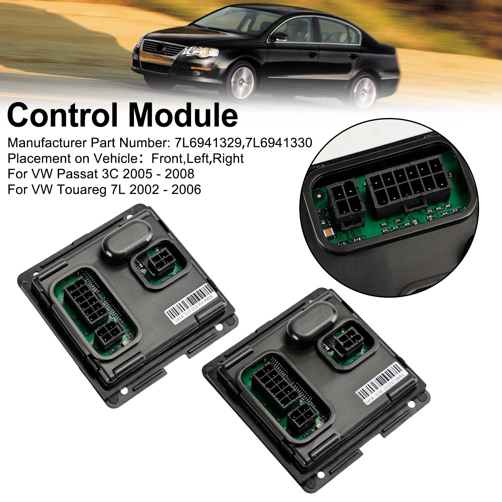 Vänster+höger strålkastare AFS -kurvmodul 7L6941329 7L6941330 för VW Passat