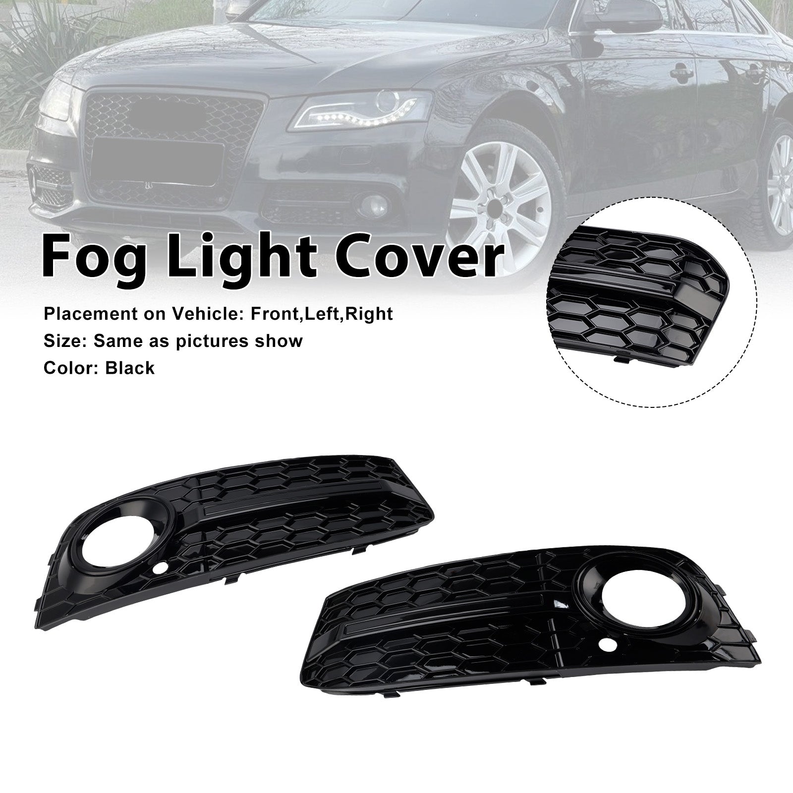 Grille de phare antibrouillard avant en nid d'abeille, 2 pièces, 8KD807681, pour Audi A4 B8 2009 – 2012