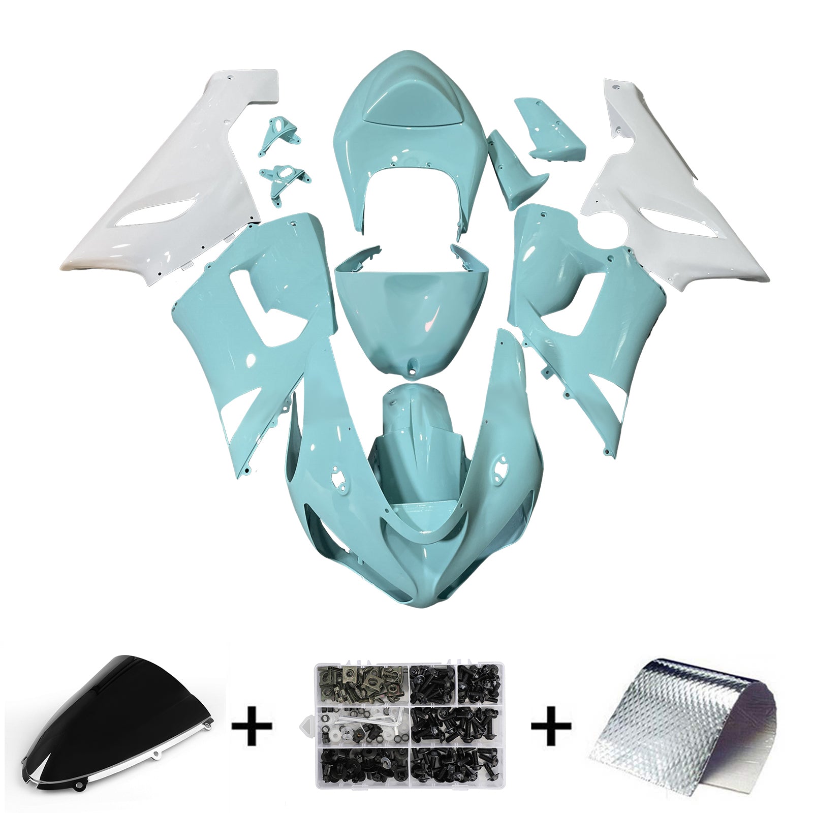 Injeksjon Fairing Kit Bodywork Plast Abs Fit for Kawasaki ZX6R 636 2005-2006