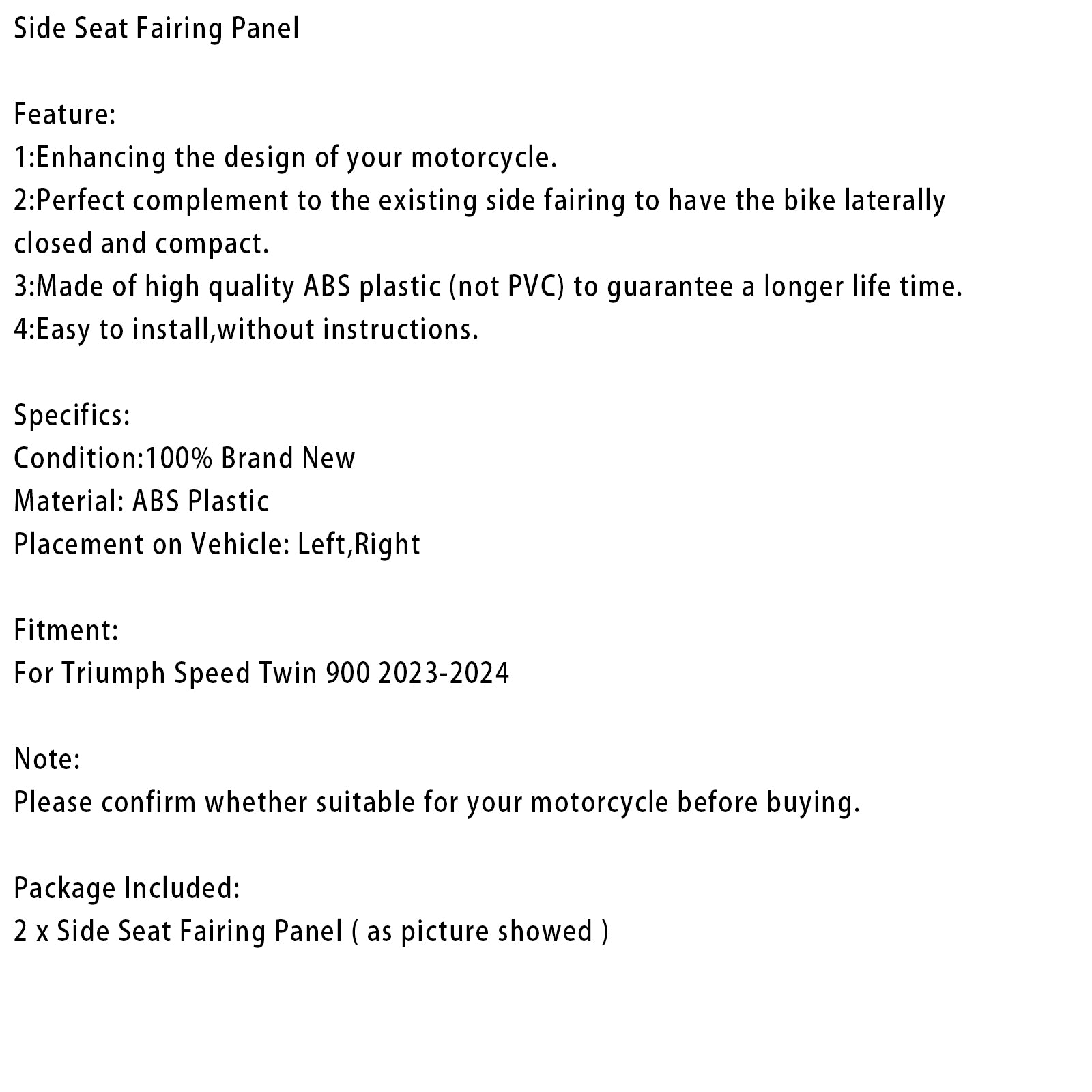 2023-2024 SPEED TWIN 900 SIDA SEAT FAILING PANEL COWL