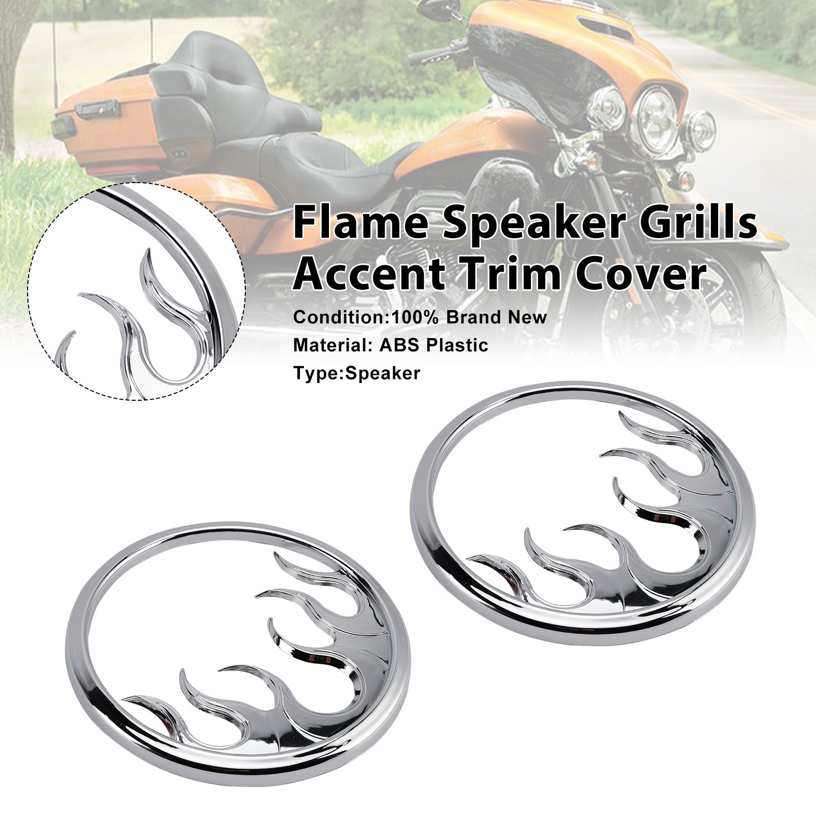Flame Speaker Grills Accent Trim Cover For Touring Electra Glide Ultra Classic